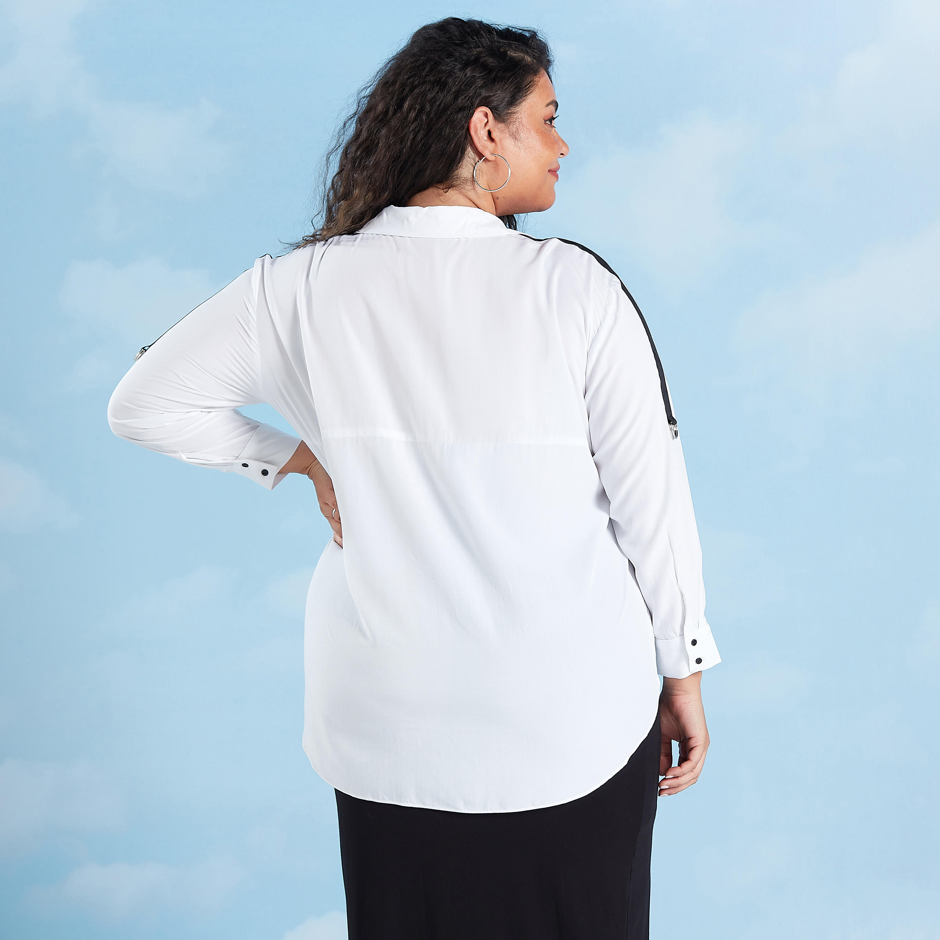 Plain Shirt with Spread Collar and Long Sleeves-women-clothing-shirtsandblouses-blouses-image-4