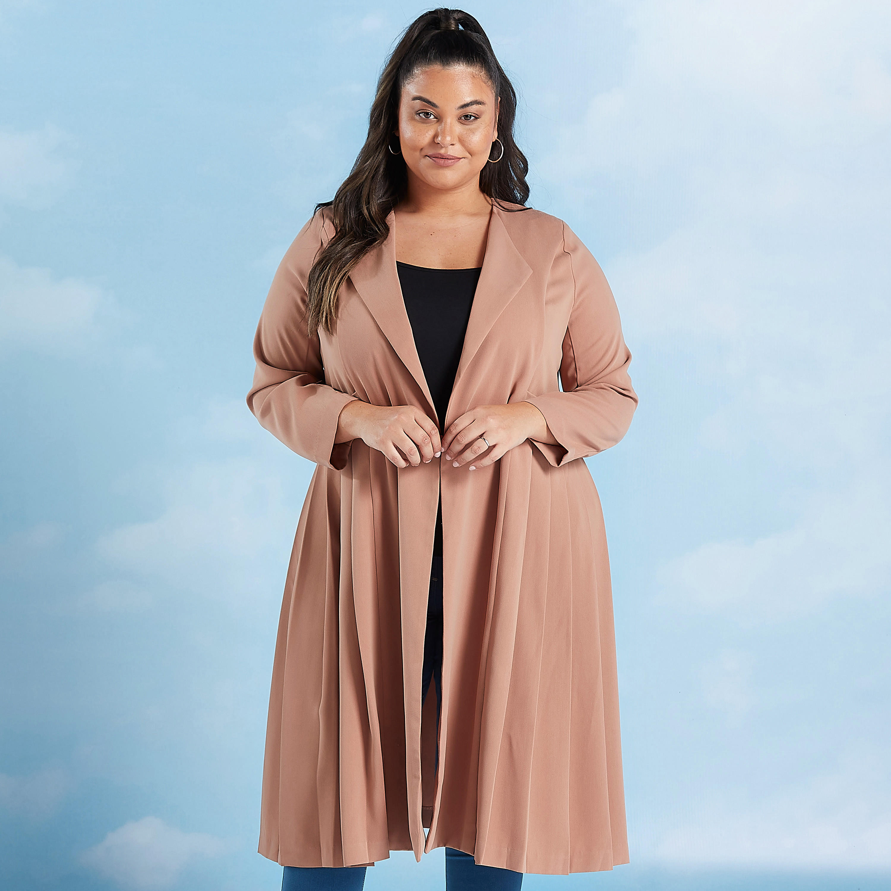 Plain Jacket with Long Sleeves and Notched Lapel-women-winterwear-coatsandjackets-jackets-image-1