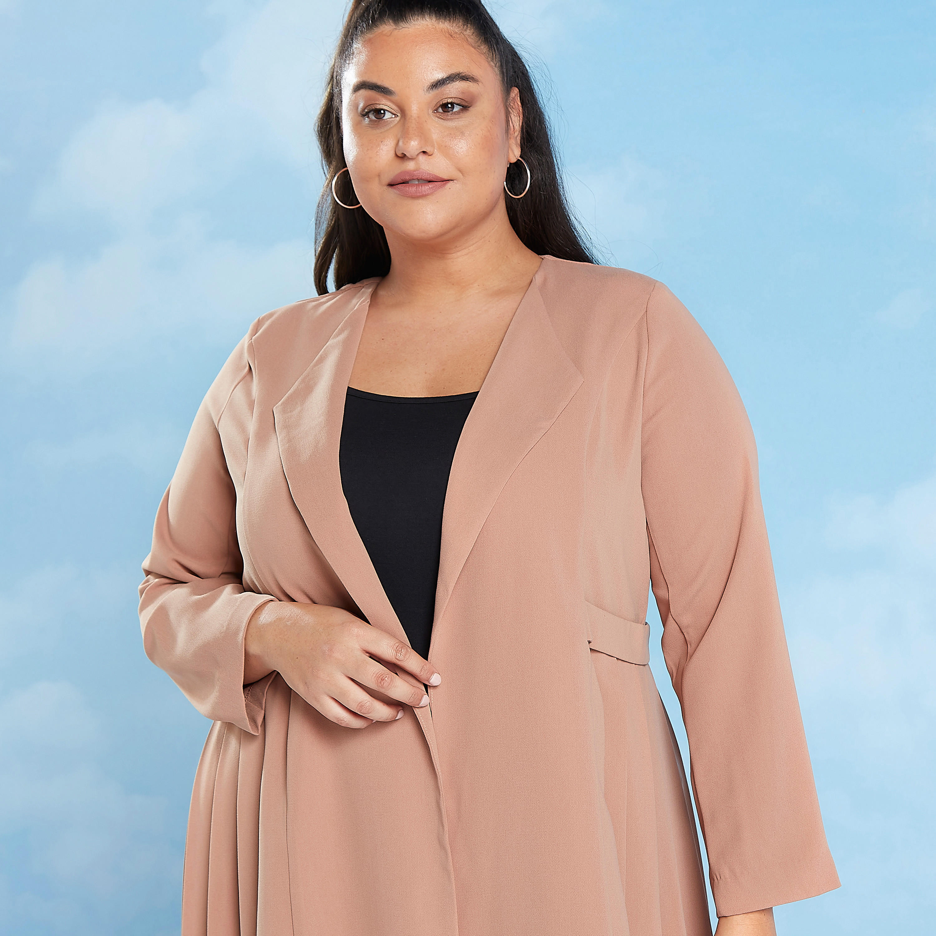Plain Jacket with Long Sleeves and Notched Lapel-women-winterwear-coatsandjackets-jackets-image-3