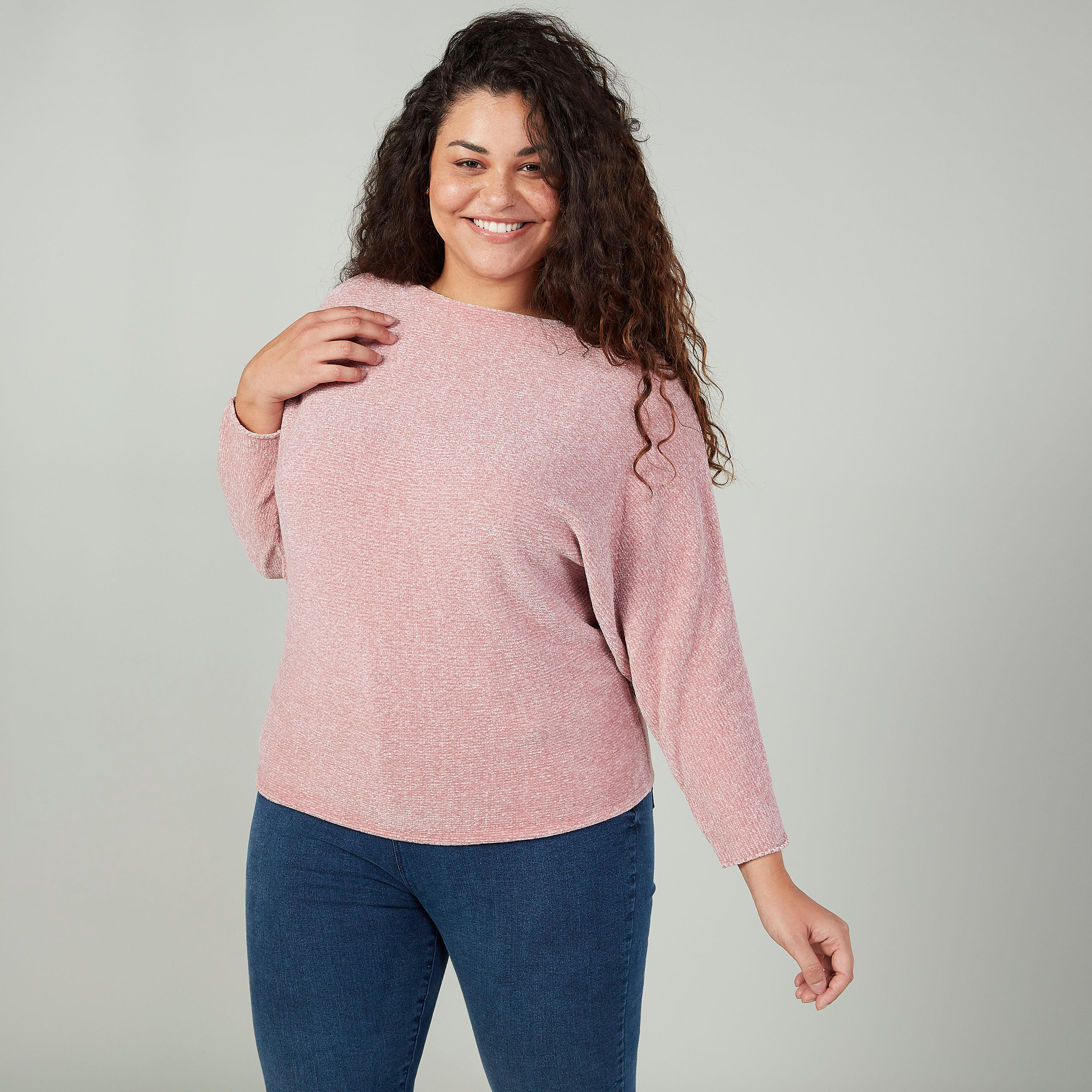 Textured T-shirt with Boat Neck and Long Sleeves-women-clothing-tshirts-image-1