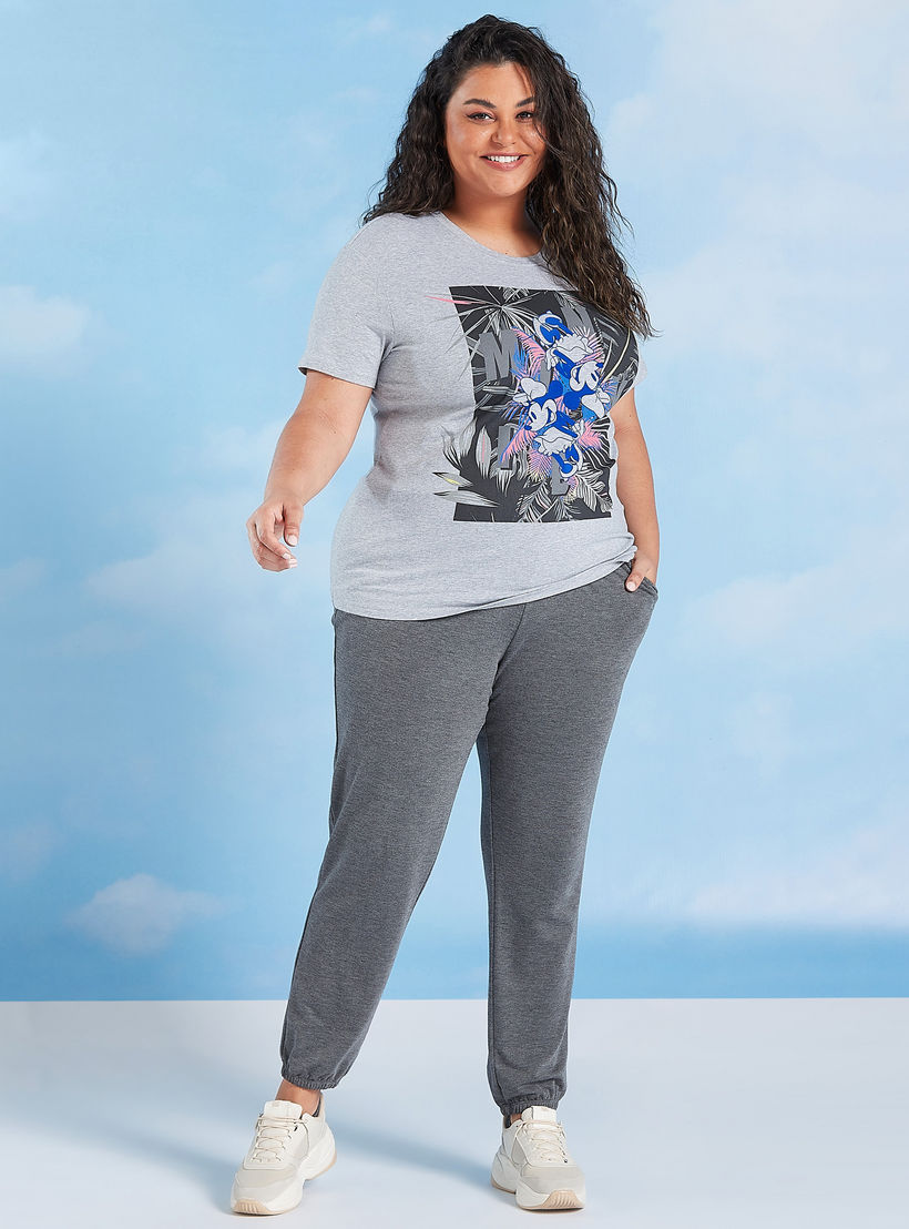 بنطلون رياضي طويل سادة بخصر متوسط الارتفاع وجيوب-women-clothing-bottoms-joggers-image-2
