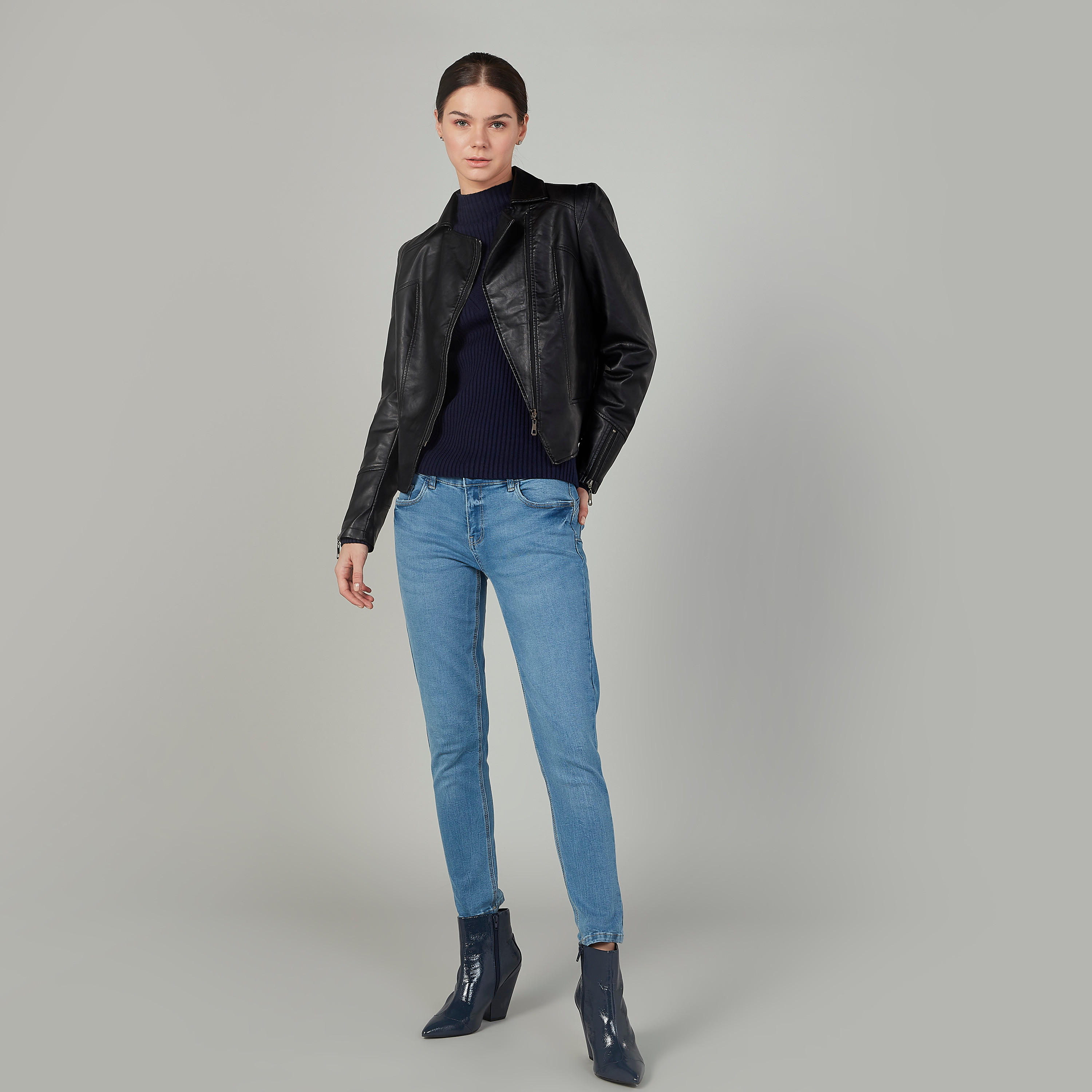 Textured Sweater with High Neck and Long Sleeves-women-clothing-cardigansandjumpers-jumpers-image-2
