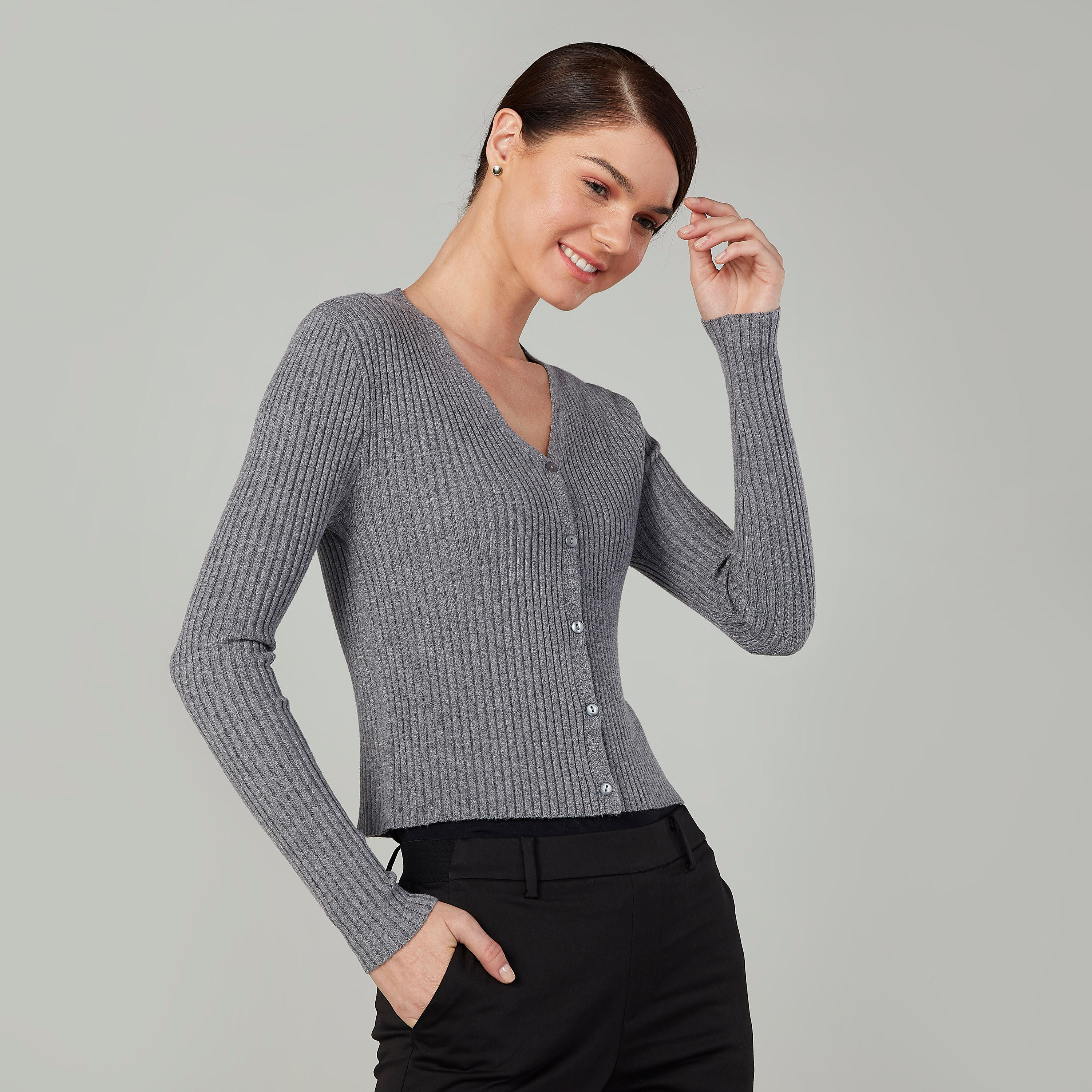 كنزة بارزة الملمس بأكمام طويلة-women-clothing-cardigansandjumpers-jumpers-image-1