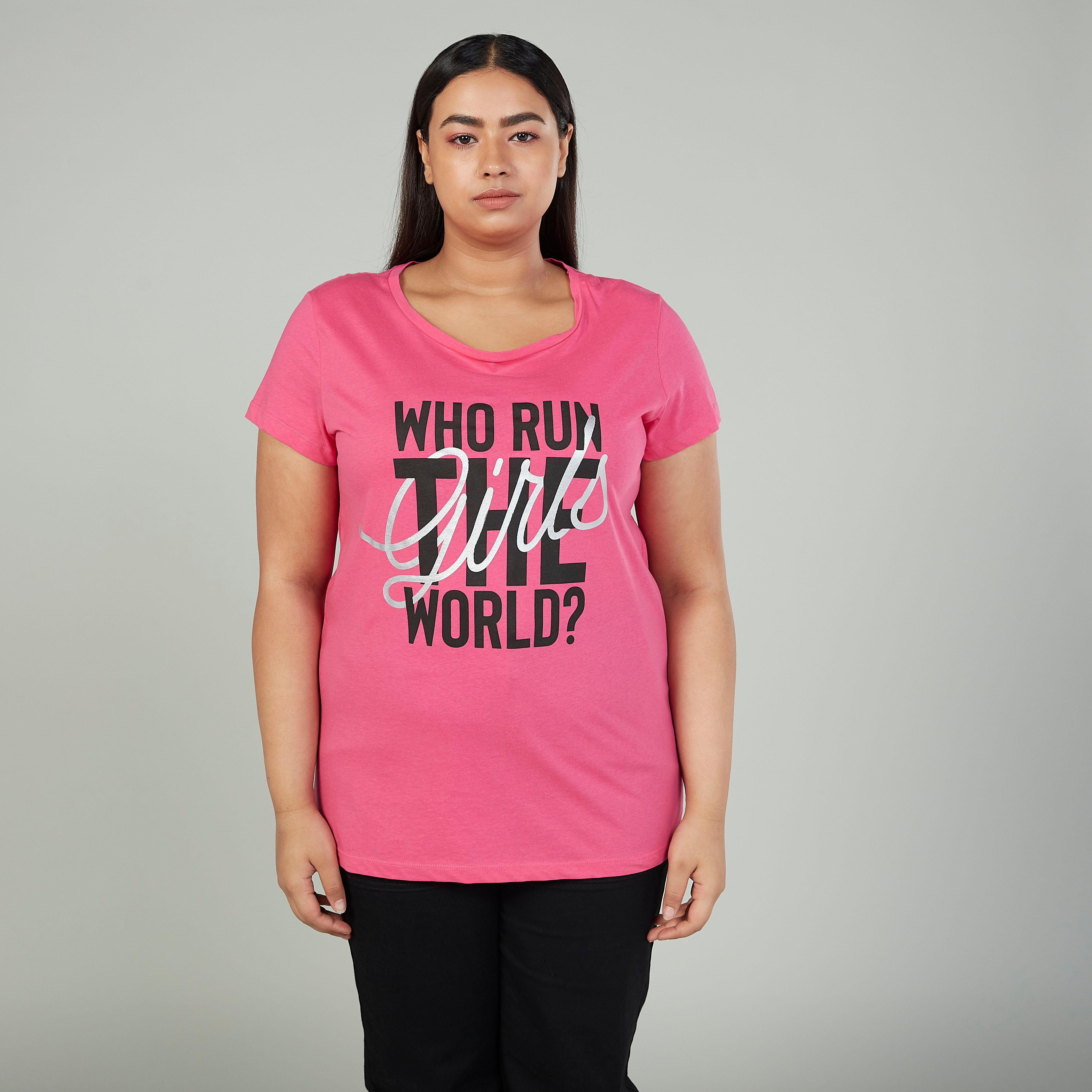 Printed T-shirt with Round Neck and Short Sleeves-women-clothing-tshirts-image-1
