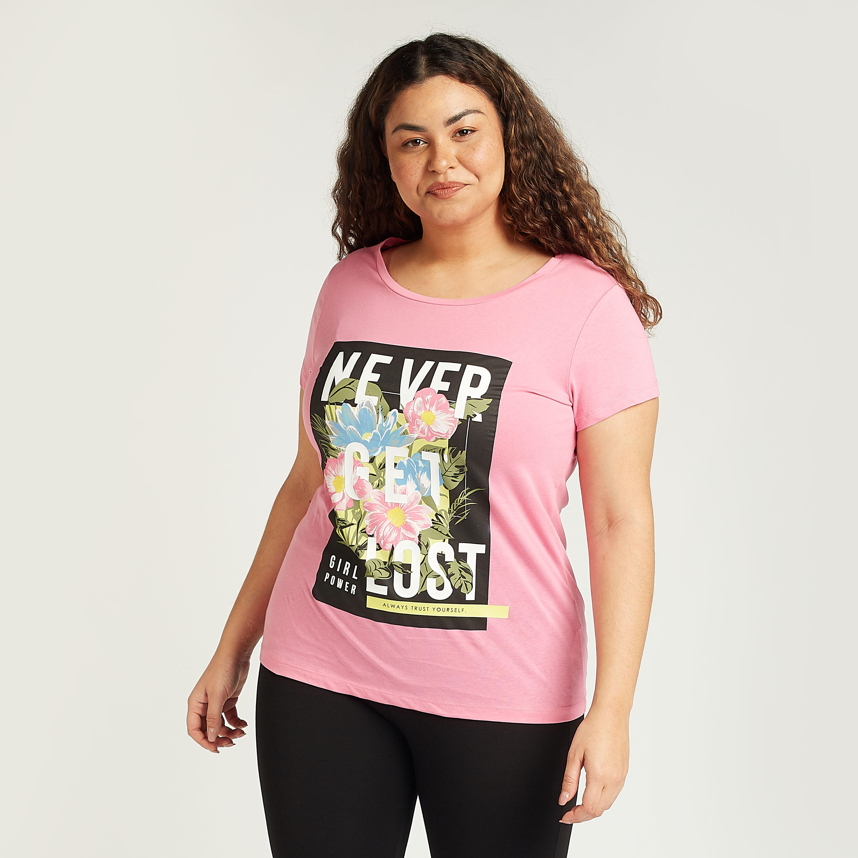 Printed T-shirt with Round Neck and Short Sleeves-women-clothing-tshirts-image-1
