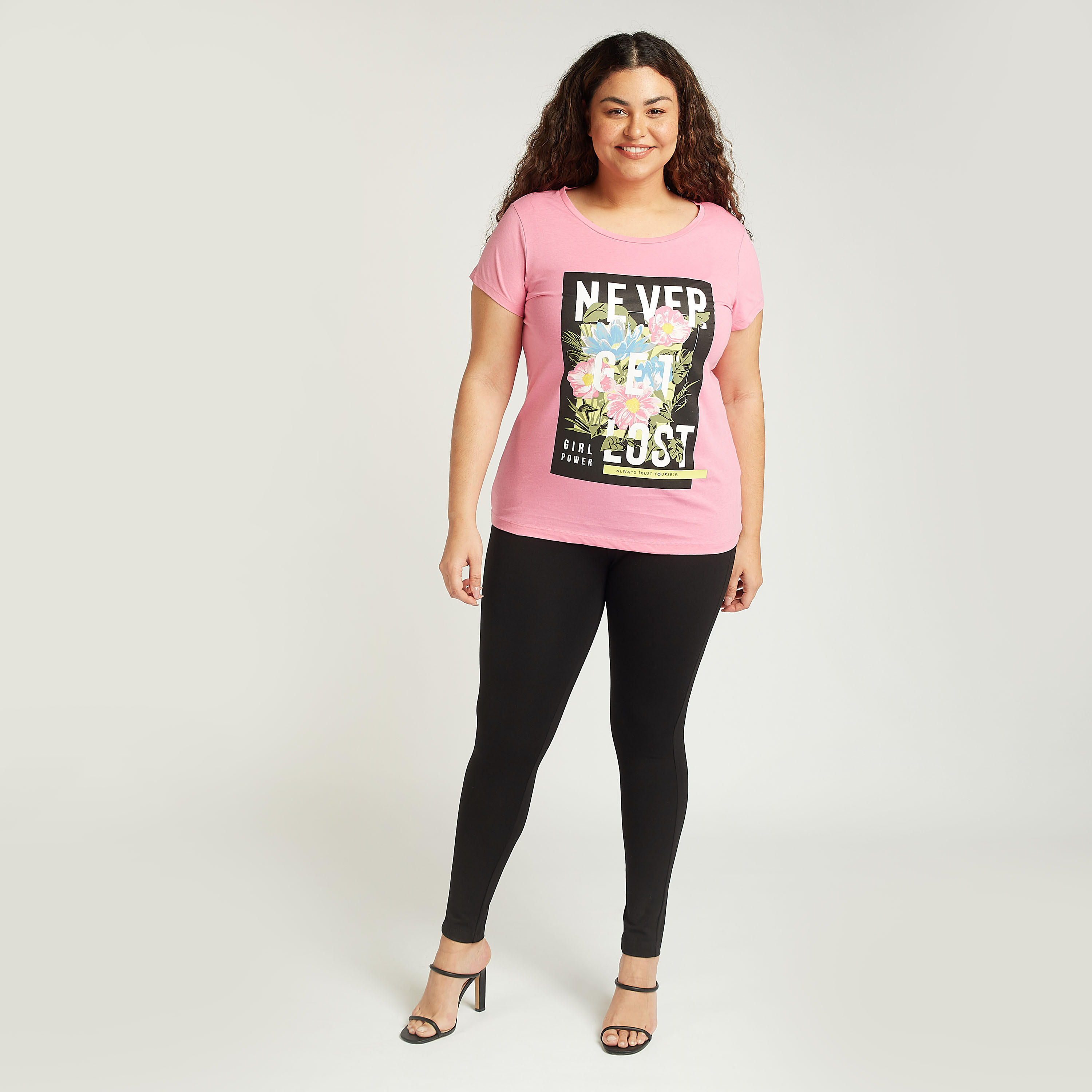 Printed T-shirt with Round Neck and Short Sleeves-women-clothing-tshirts-image-2