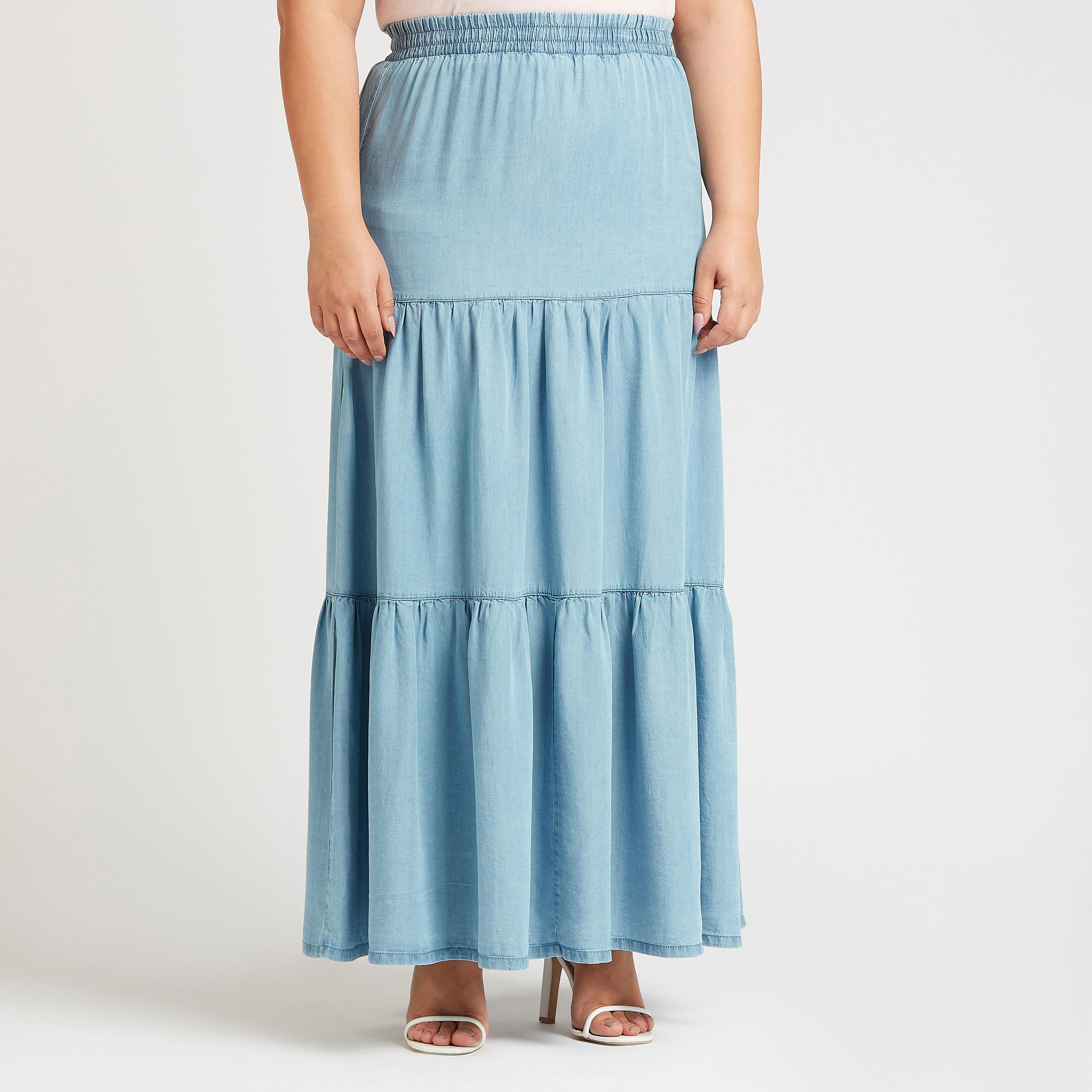 Solid Maxi A-line Skirt with Elasticised Waistband-women-clothing-bottoms-skirts-image-1