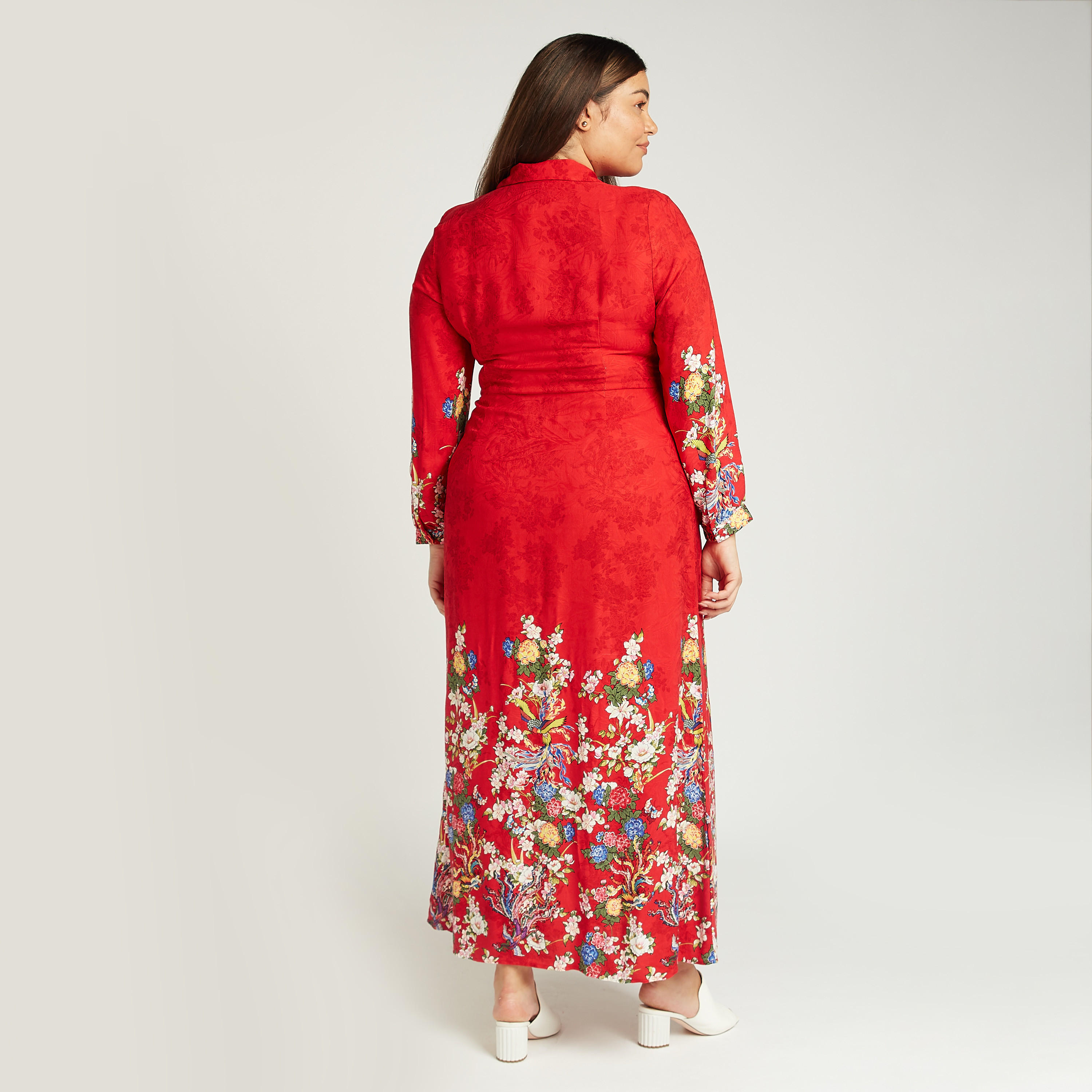 فستان قميص طويل بأكمام طويلة وطبعات أزهار-women-clothing-dresses-image-4