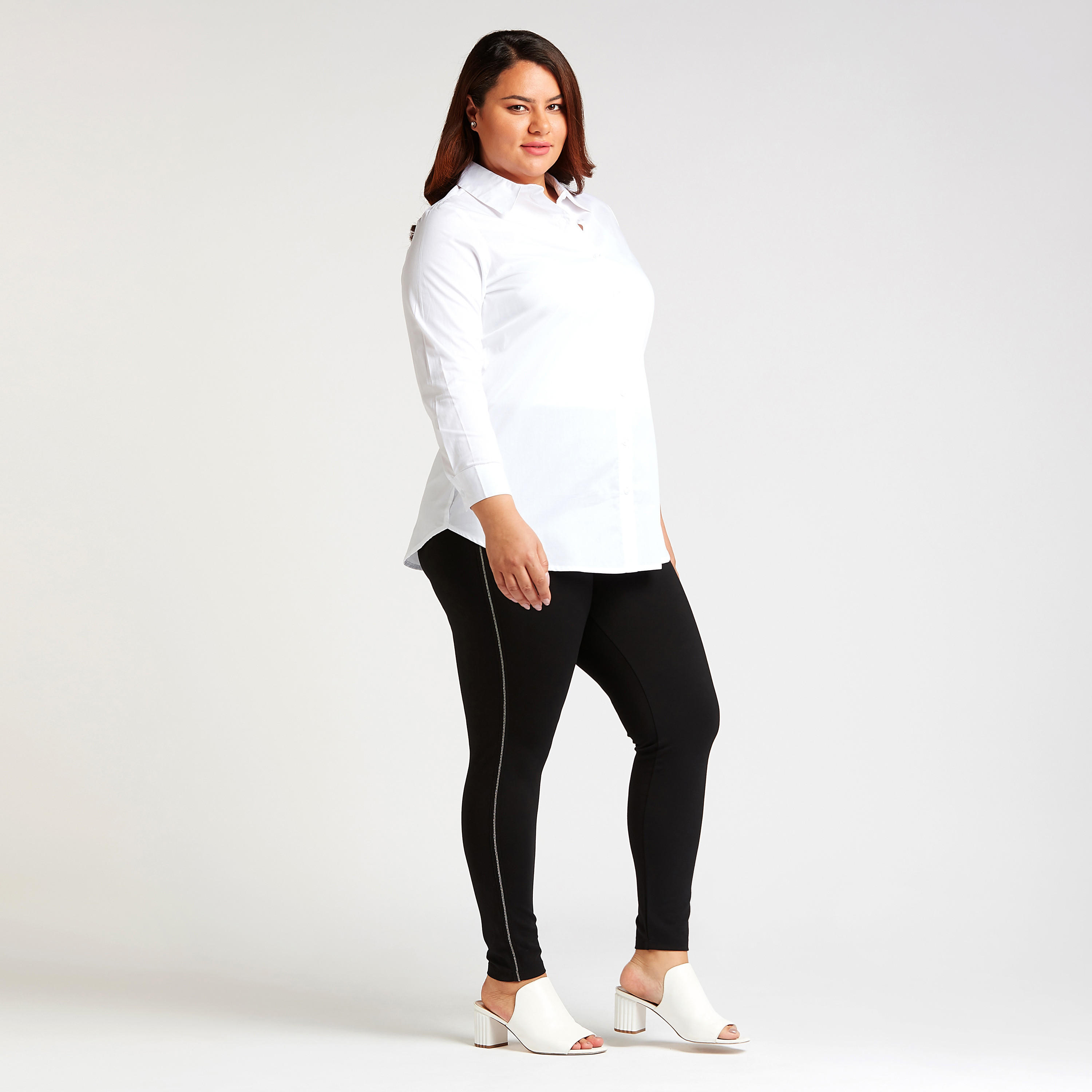 بنطلون ليقنز سادة بخصر متوسط الارتفاع وخصر مطاطي-women-clothing-bottoms-leggings-image-2