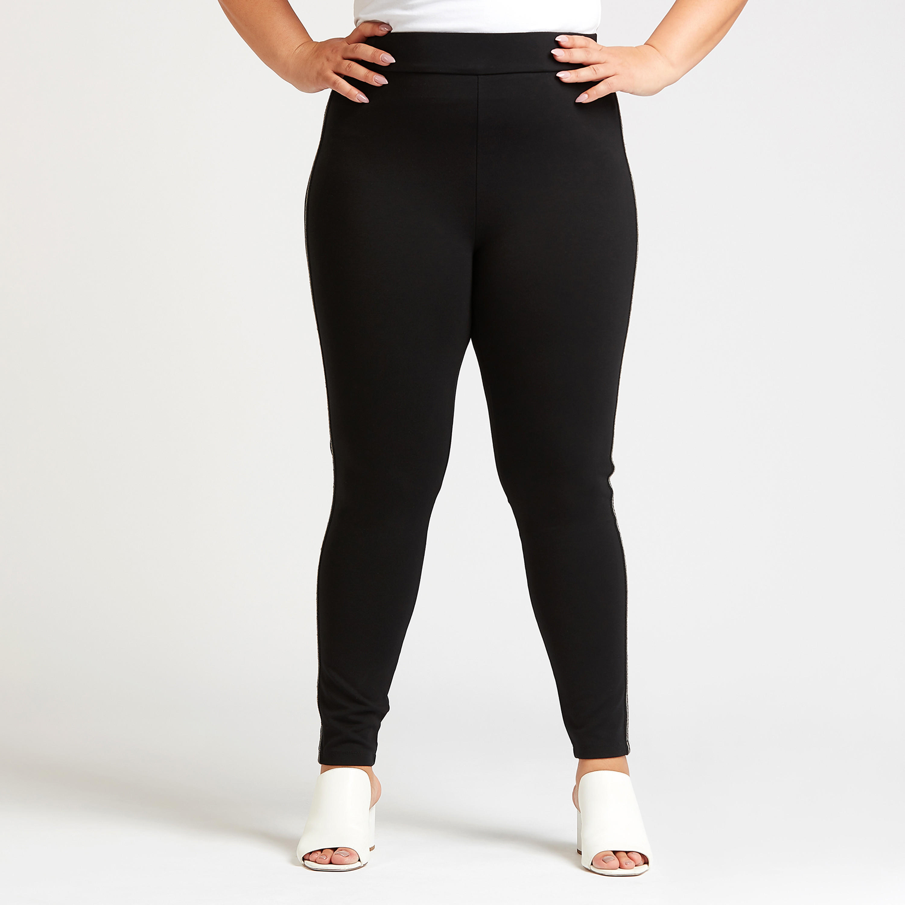 بنطلون ليقنز سادة بخصر متوسط الارتفاع وخصر مطاطي-women-clothing-bottoms-leggings-image-5