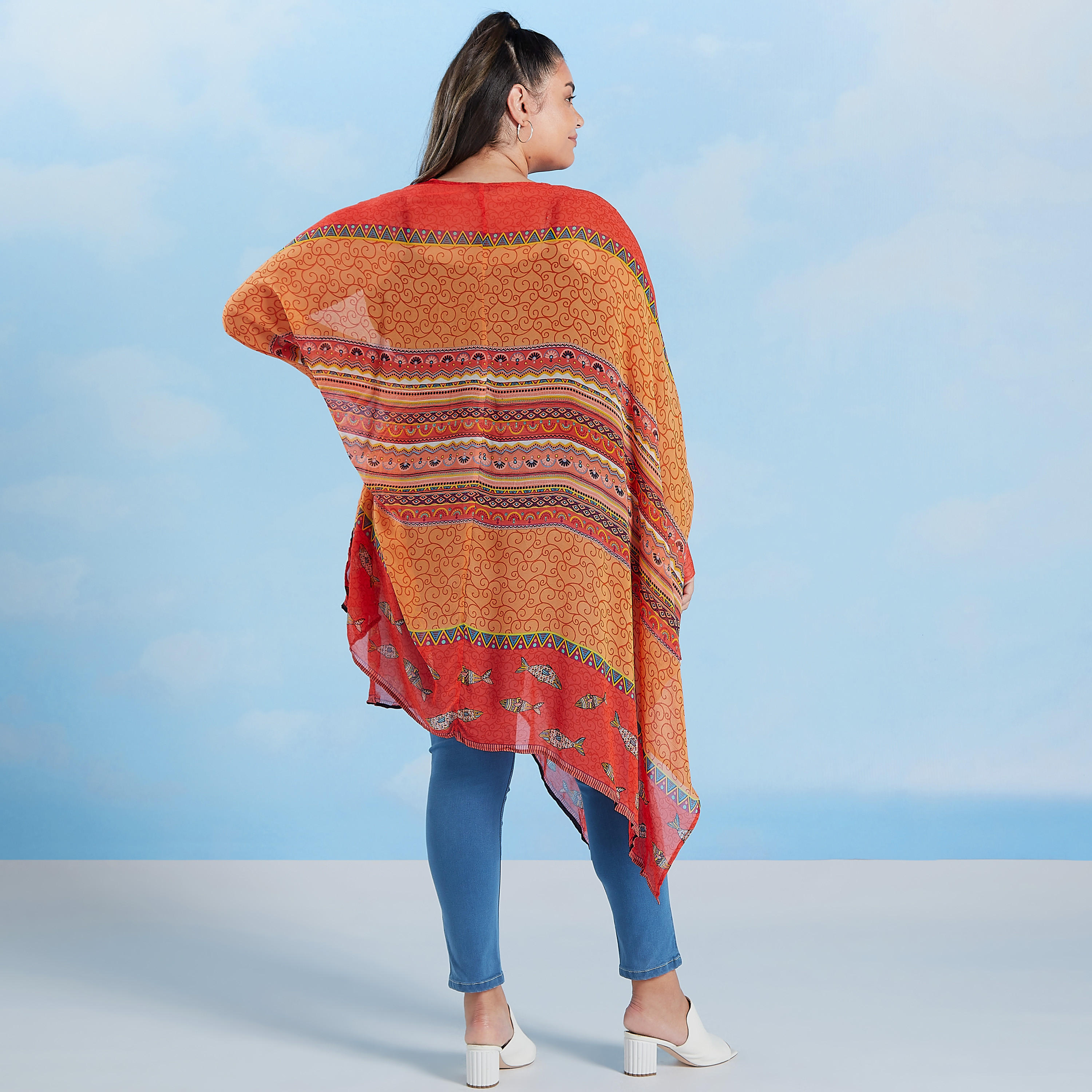 Printed Kimono with V-neck and Flared Sleeves-women-clothing-shirtsandblouses-blouses-image-4