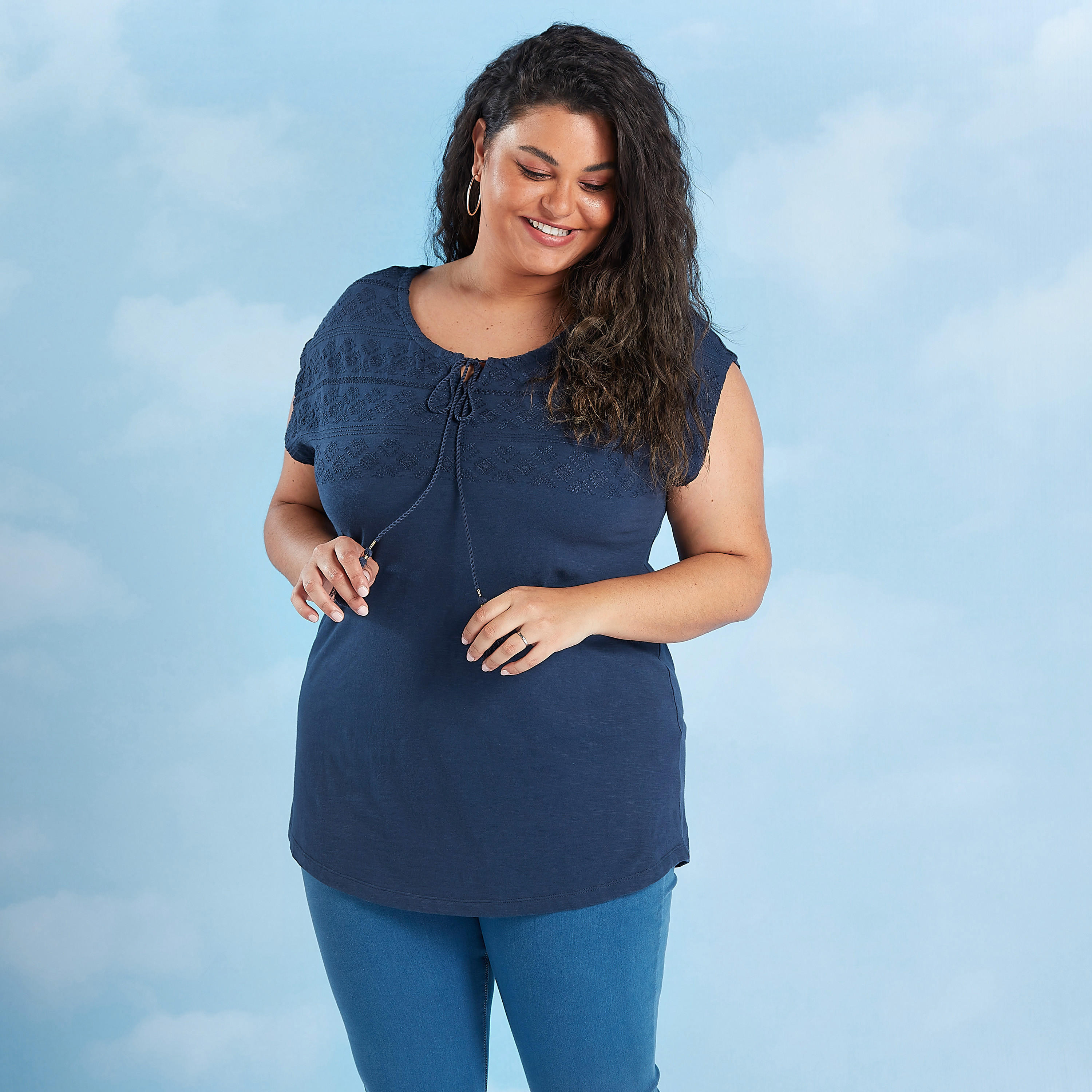 Embroidered Top with Short Sleeves and Tie Ups-women-clothing-shirtsandblouses-blouses-image-1
