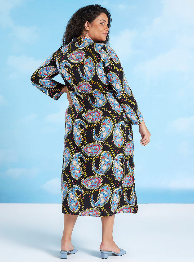 فستان قميص ماكسي بأكمام طويلة وياقة عادية وطبعات بيزلي-women-clothing-dresses-image-4