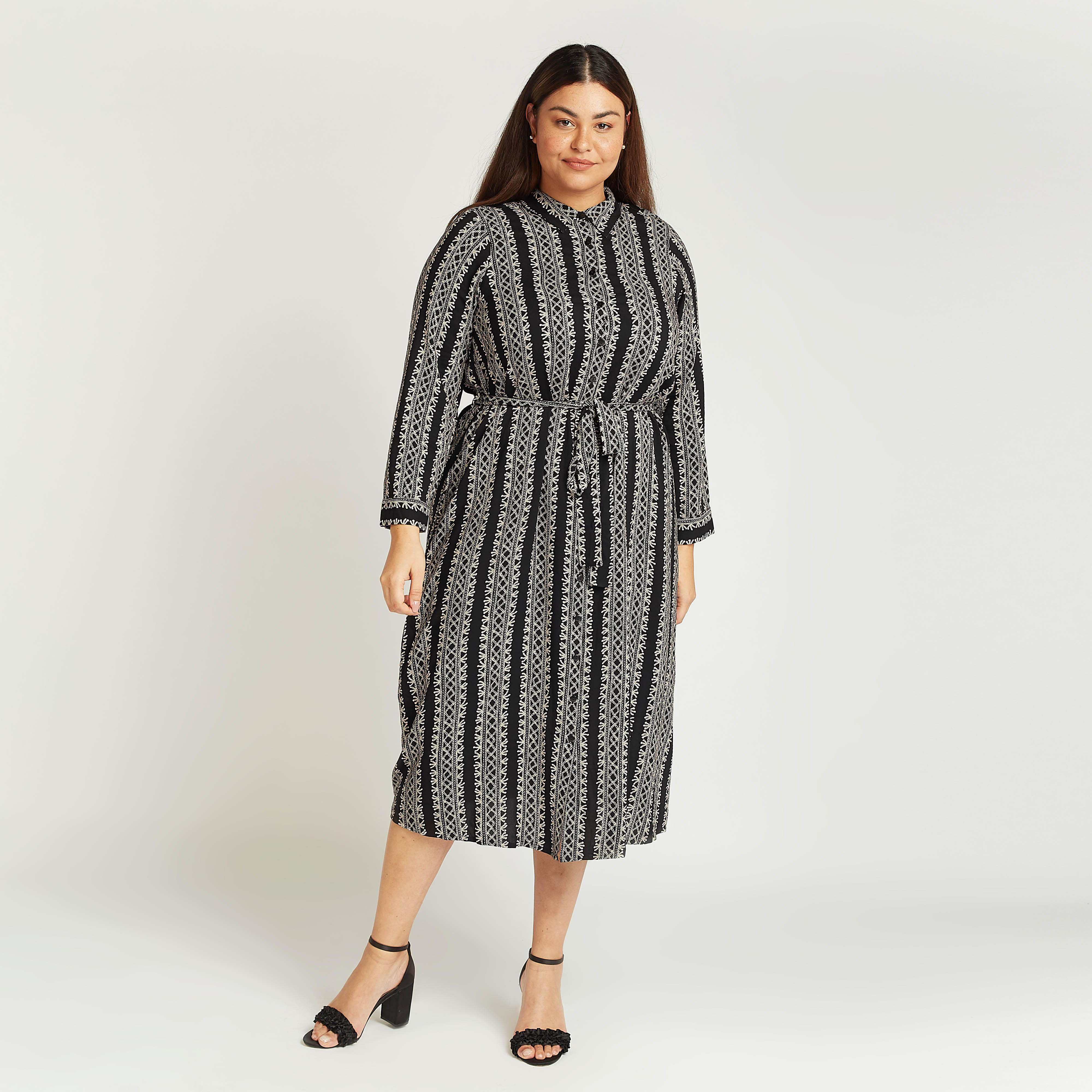 فستان قميص ميدي بأكمام طويلة وأربطة وطبعات-women-clothing-dresses-image-1