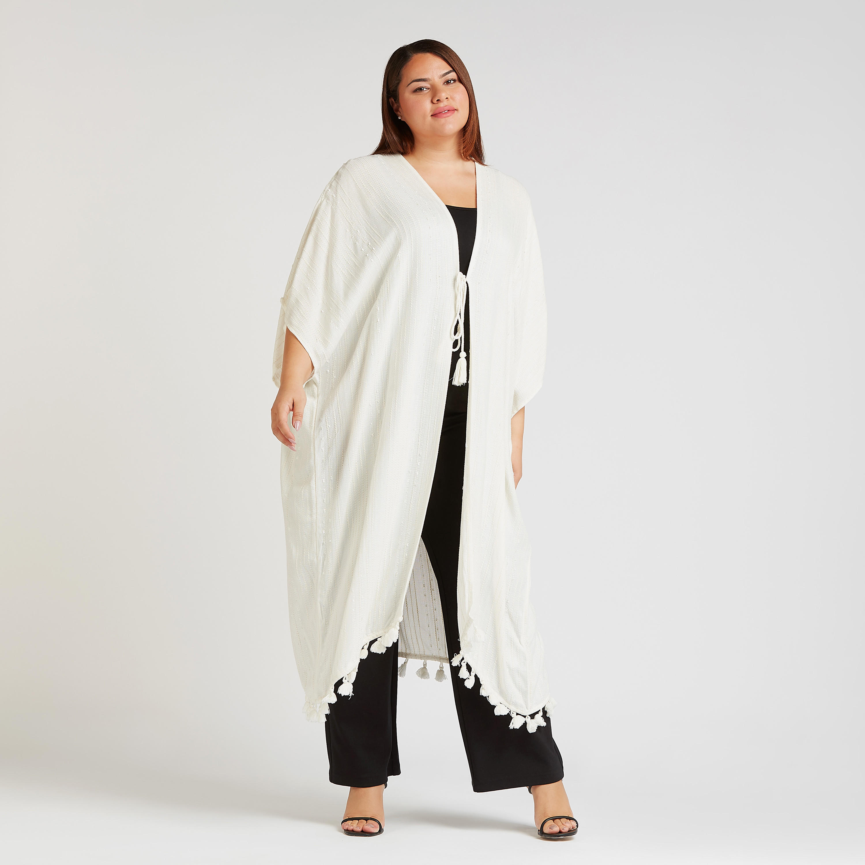 Textured Longline Jacket with Tassels and Tie Ups-women-winterwear-coatsandjackets-jackets-image-1