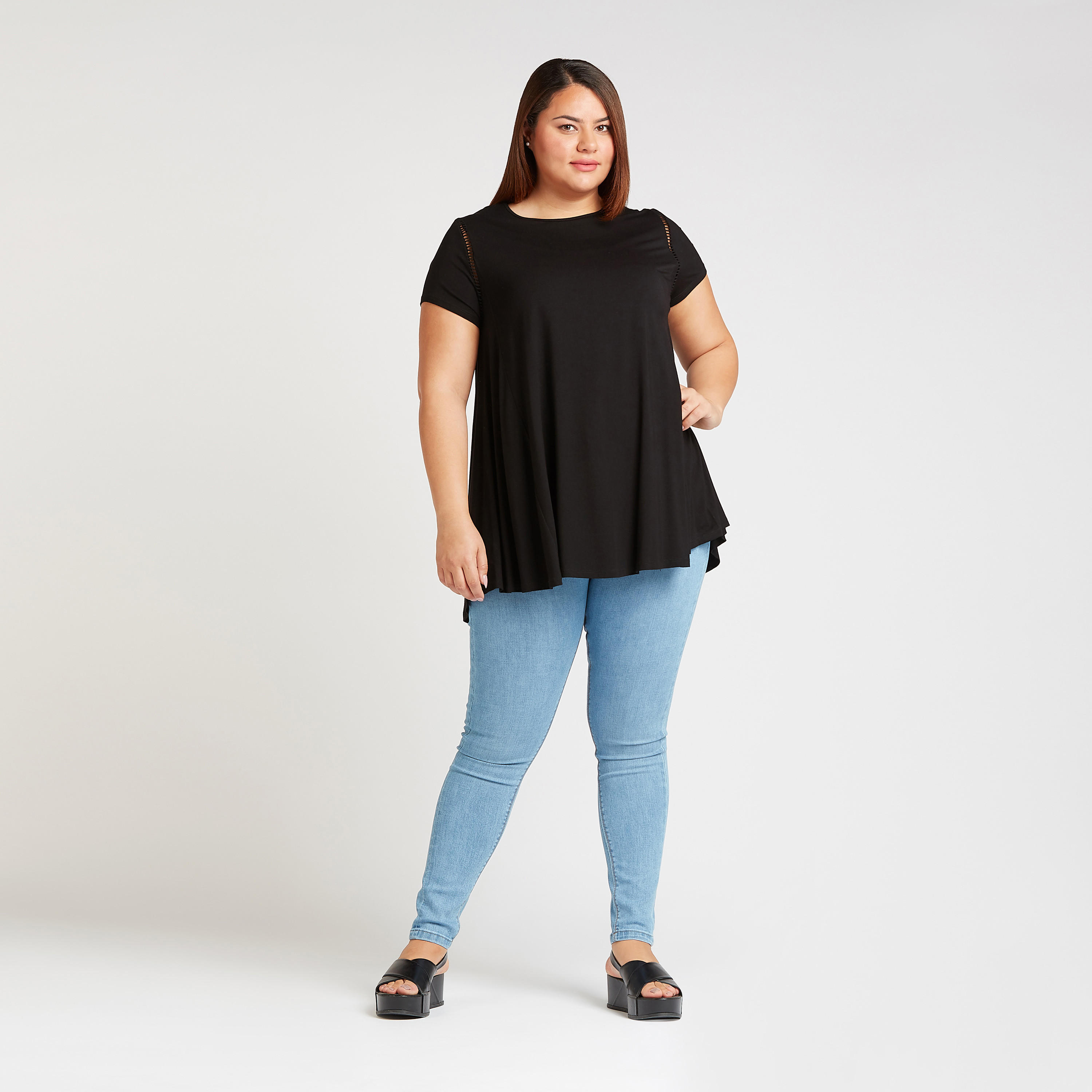 Solid Top with Round Neck and Short Sleeves-women-clothing-shirtsandblouses-blouses-image-2