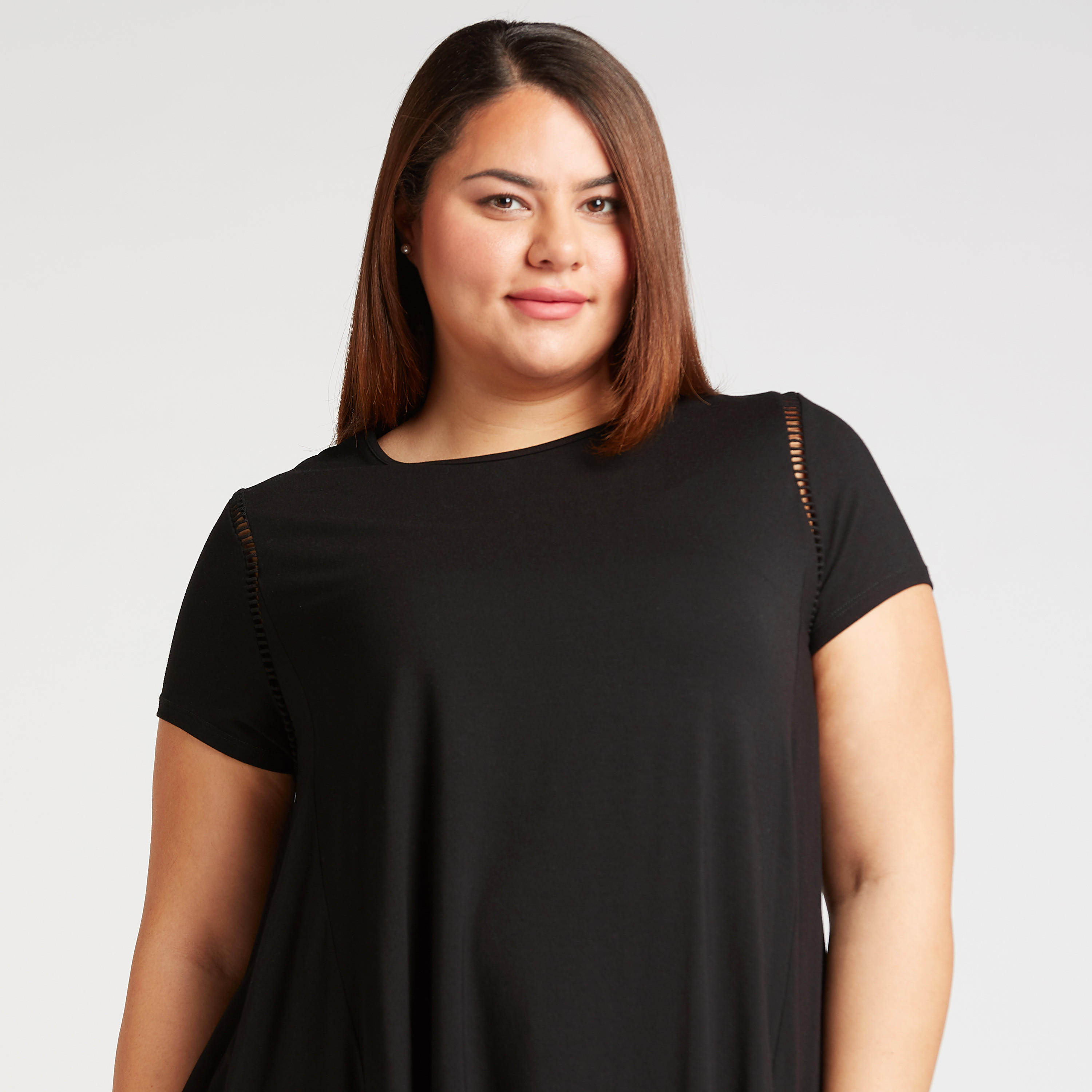 Solid Top with Round Neck and Short Sleeves-women-clothing-shirtsandblouses-blouses-image-3