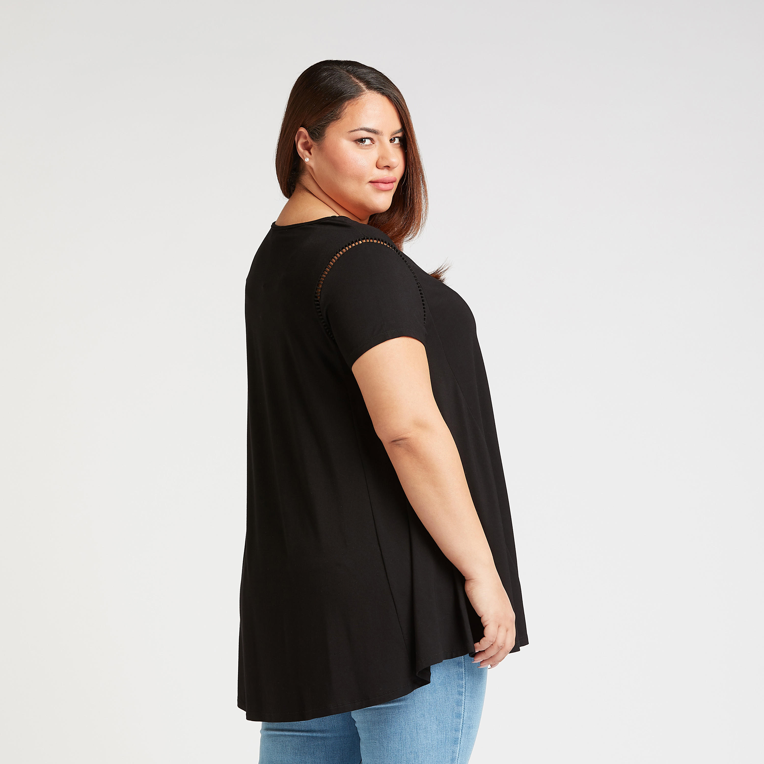 Solid Top with Round Neck and Short Sleeves-women-clothing-shirtsandblouses-blouses-image-4