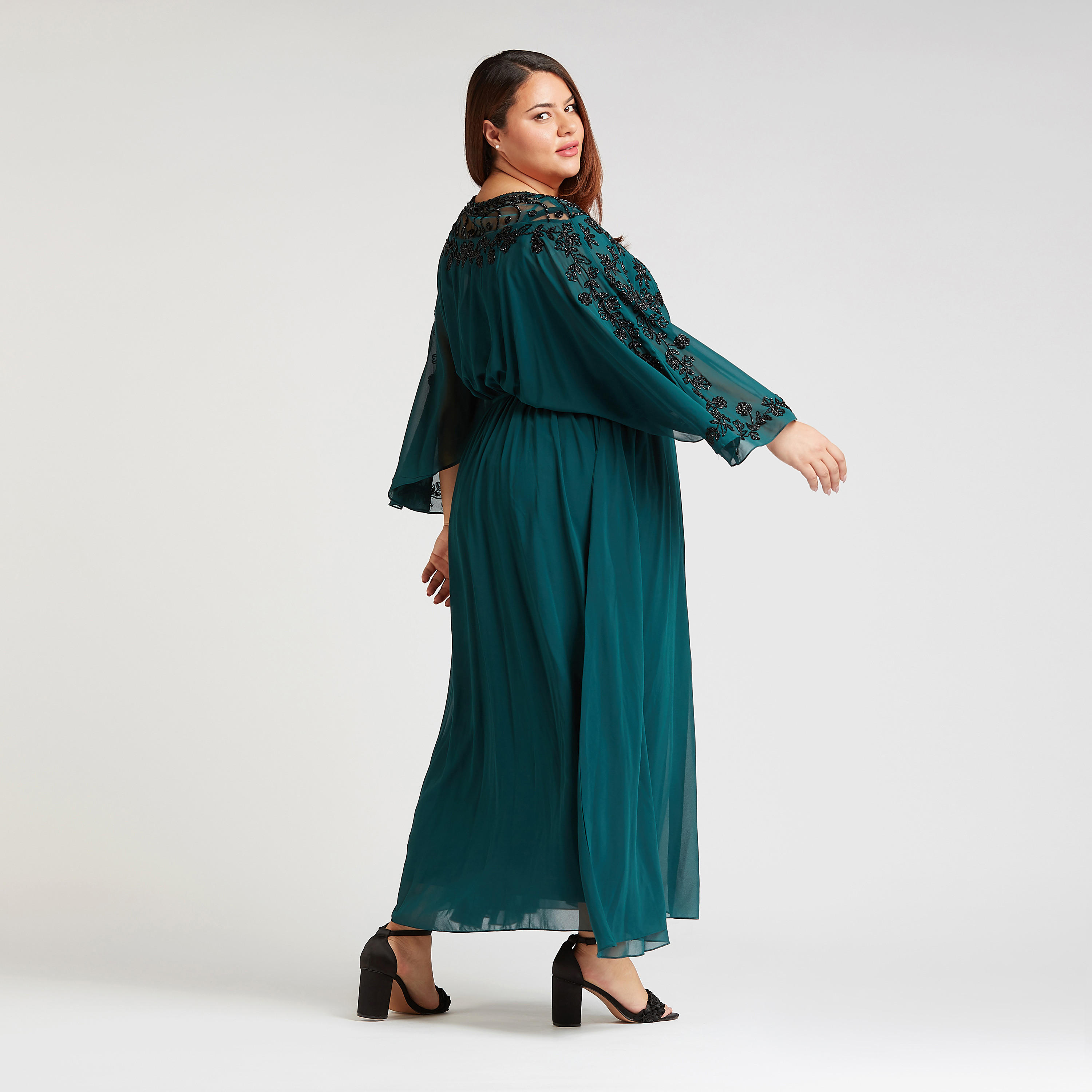 فستان إيه لاين طويل مطرز بأكمام واسعة-women-clothing-dresses-image-4