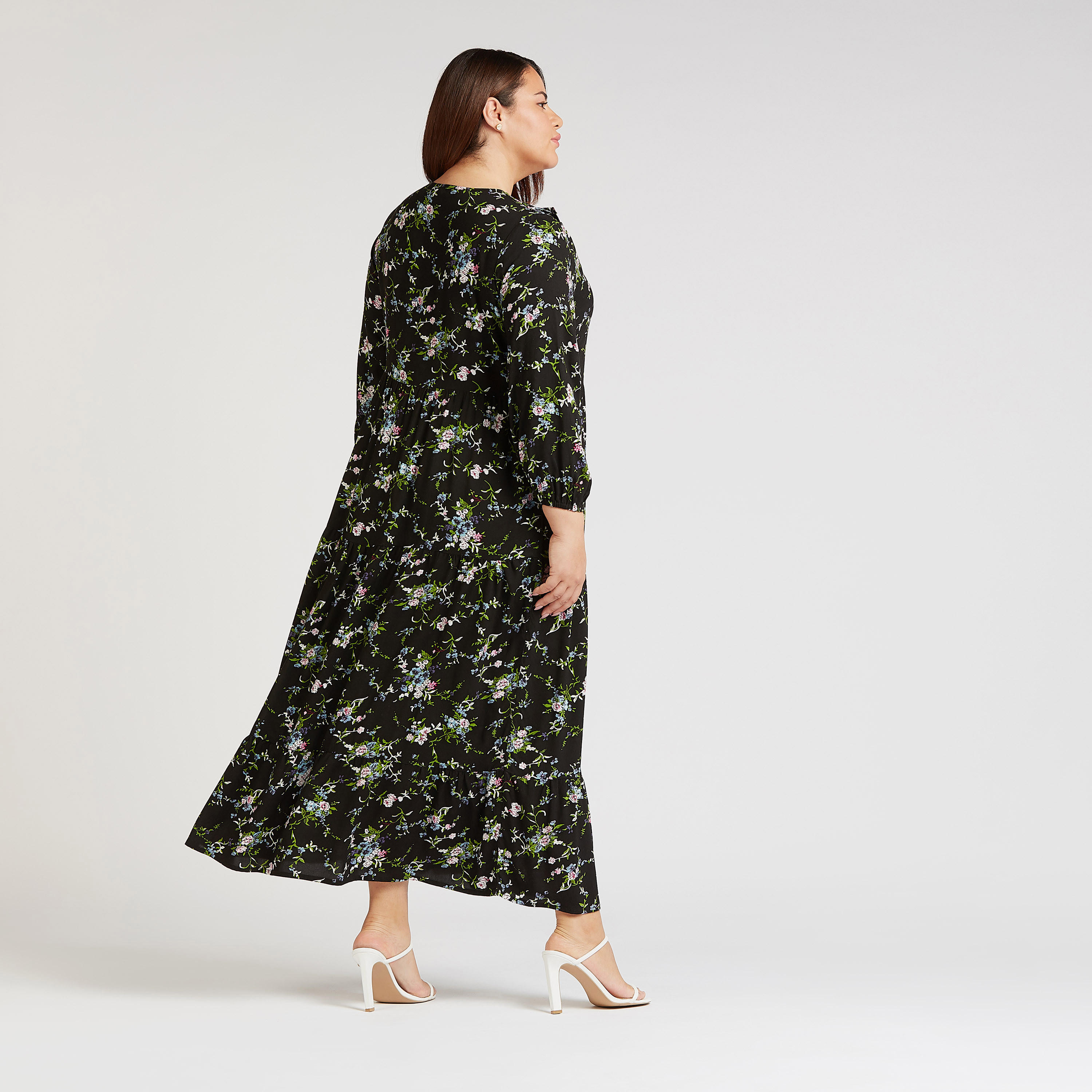 فستان إيه لاين طويل بطبعات أزهار وياقة v وأكمام طويلة-women-clothing-dresses-image-2