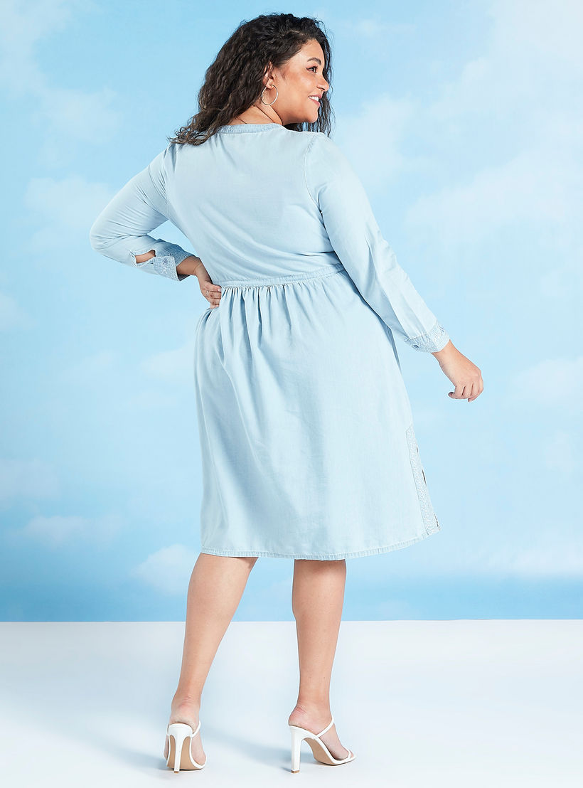 فستان ميدي مطرّز بأكمام طويلة وأربطة-women-clothing-dresses-image-1