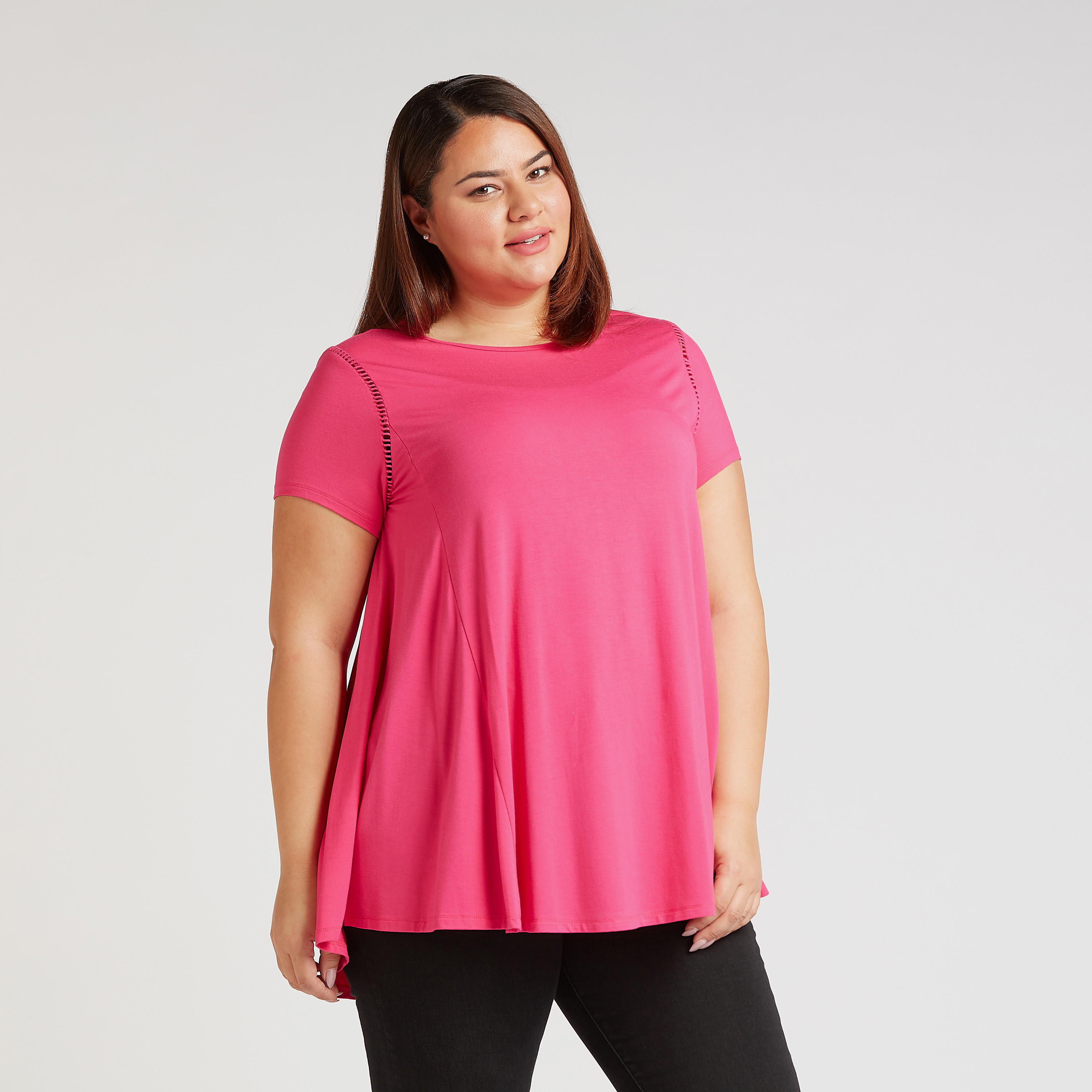 Solid Top with Crew Neck and Short Sleeves-women-clothing-shirtsandblouses-blouses-image-1