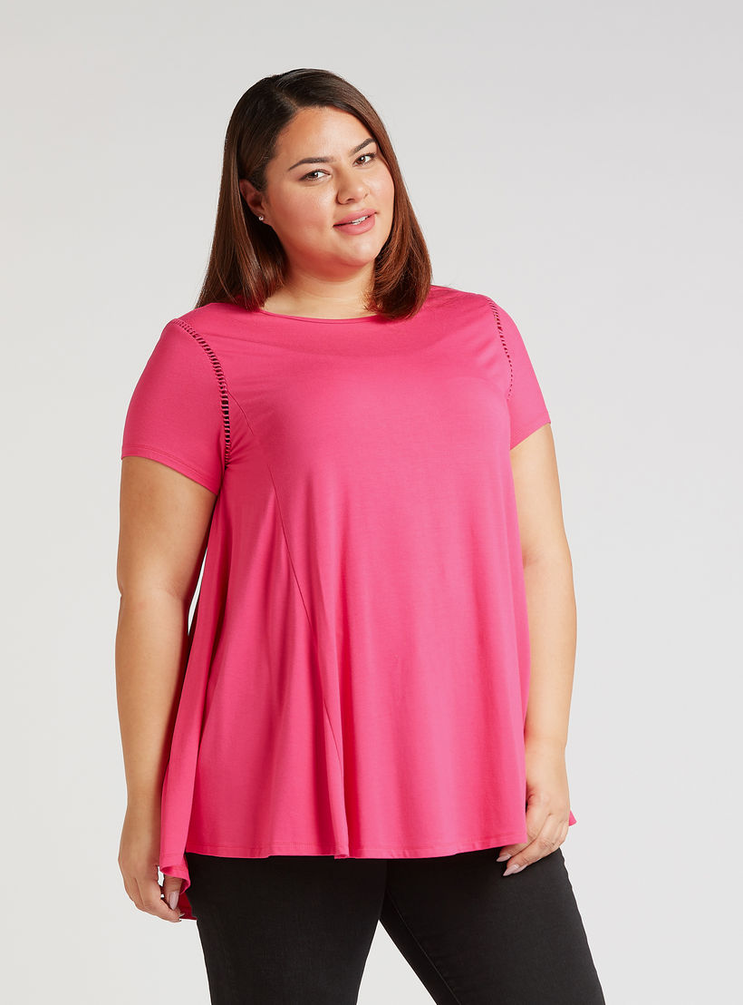 Solid Top with Crew Neck and Short Sleeves-women-clothing-shirtsandblouses-blouses-image-1