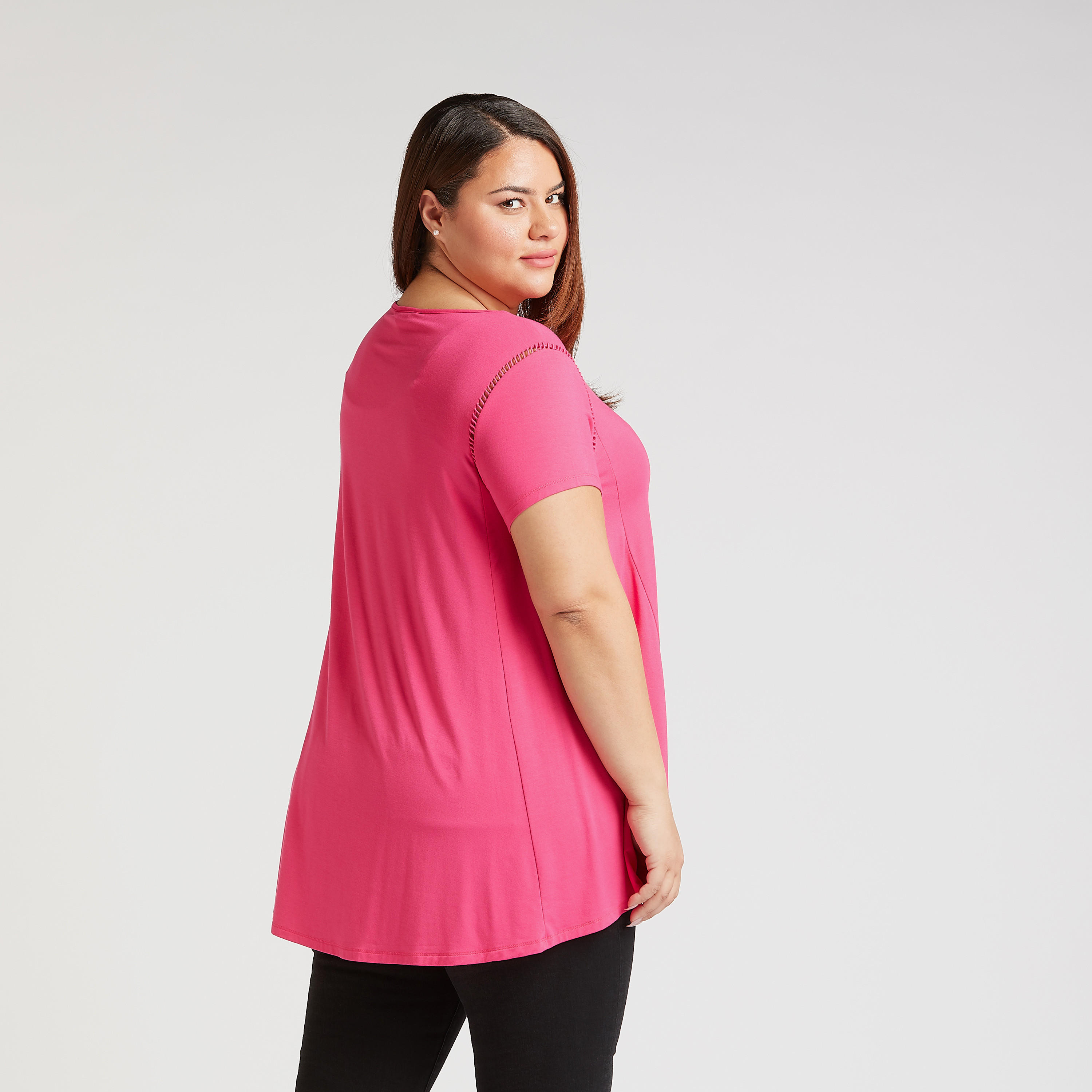 Solid Top with Crew Neck and Short Sleeves-women-clothing-shirtsandblouses-blouses-image-4