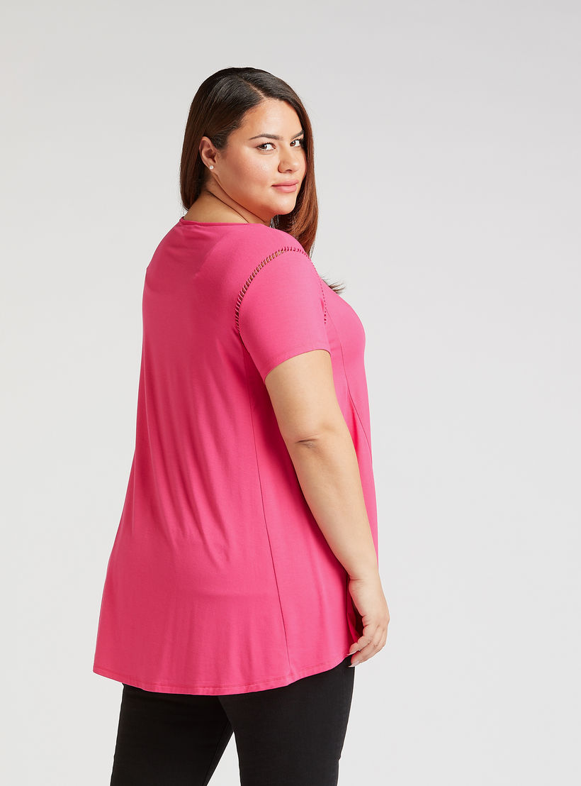 Solid Top with Crew Neck and Short Sleeves-women-clothing-shirtsandblouses-blouses-image-4