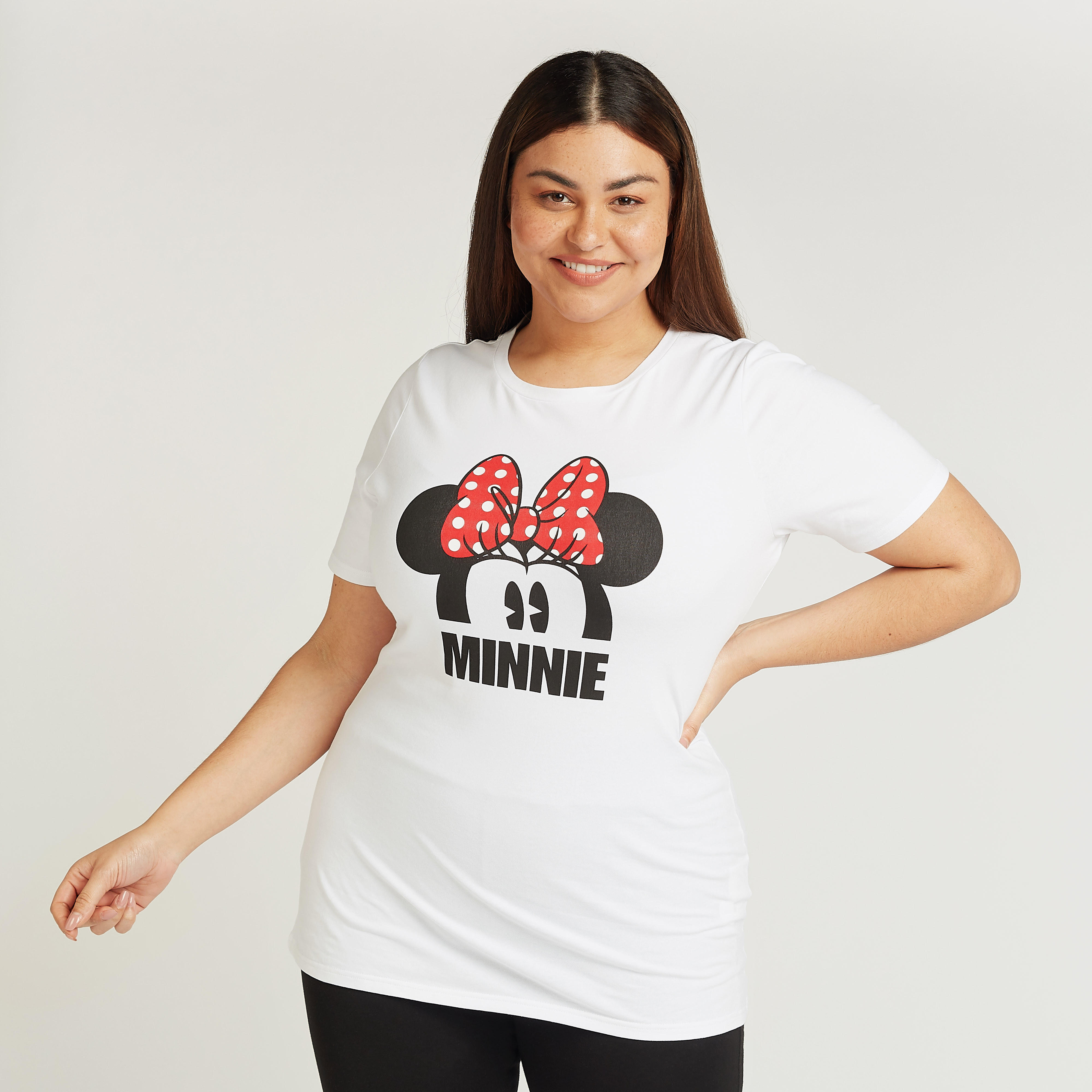 تيشيرت بياقة مستديرة وأكمام قصيرة وطبعات ميني ماوس-women-clothing-tshirts-image-1