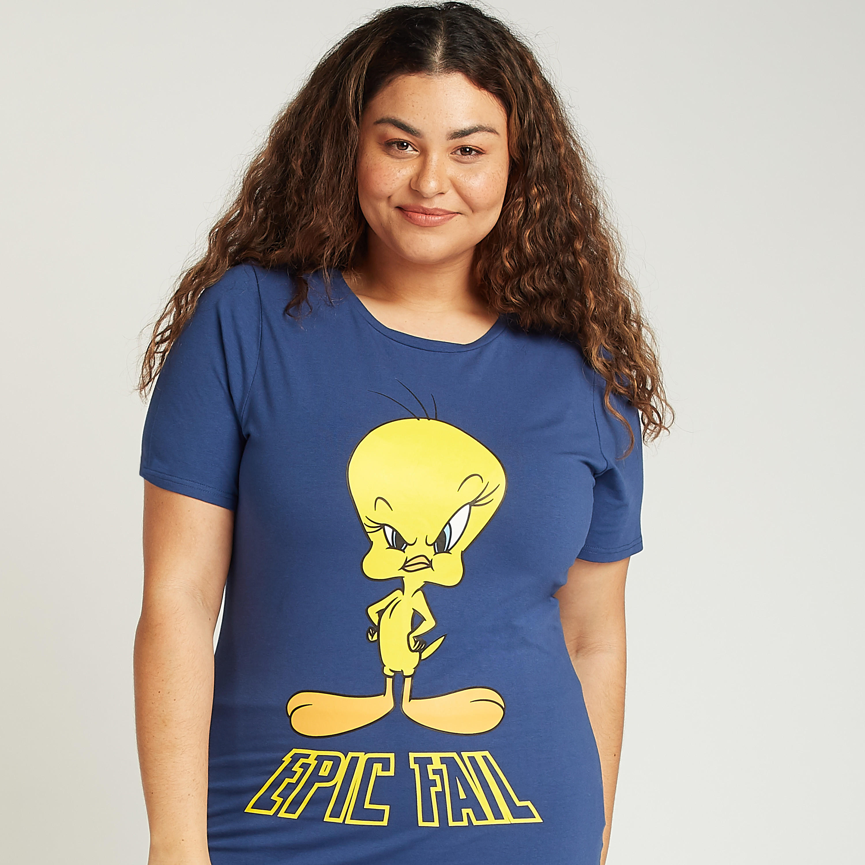 Tweety Print T-shirt with Crew Neck and Short Sleeves-women-clothing-tshirts-image-3
