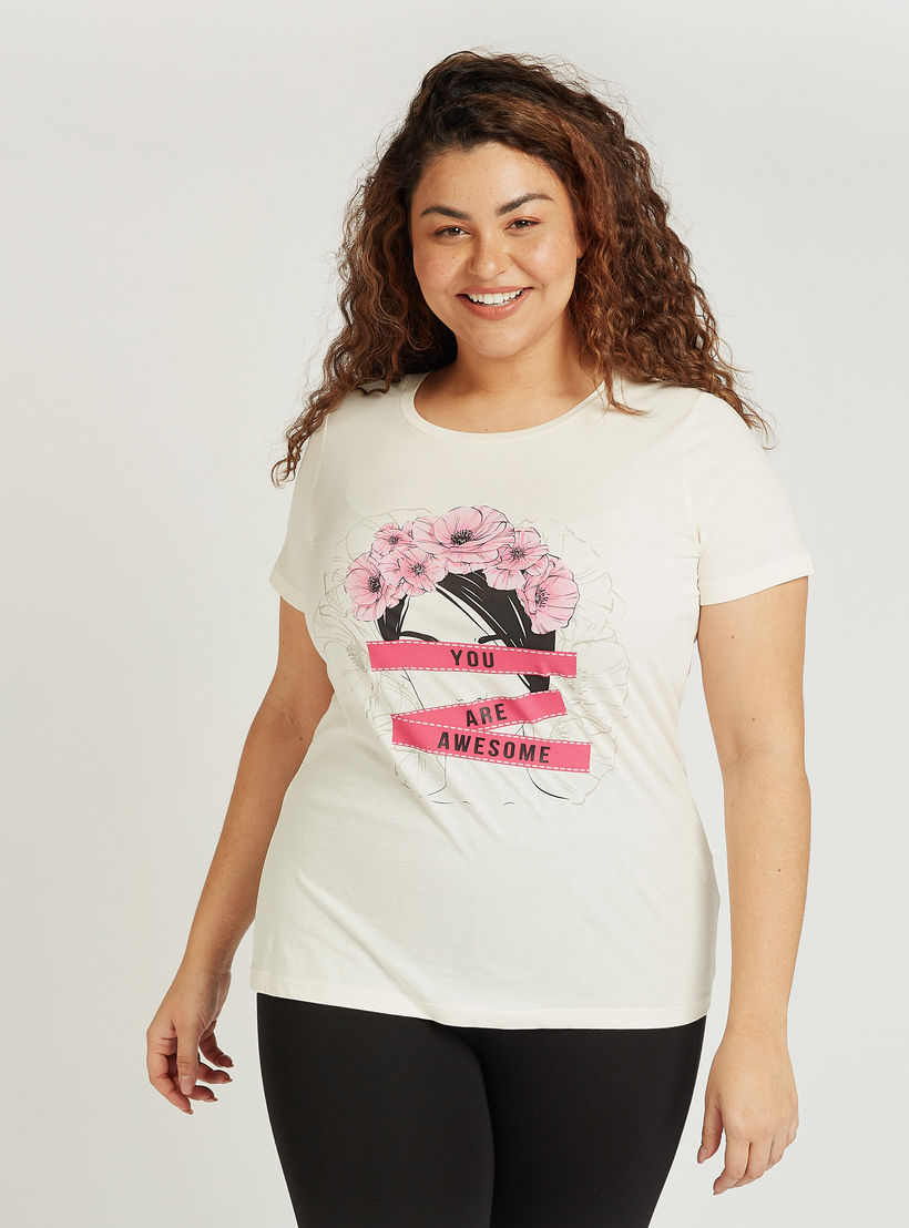 تيشيرت بياقة مستديرة وأكمام قصيرة وطبعات-women-clothing-tshirts-image-4