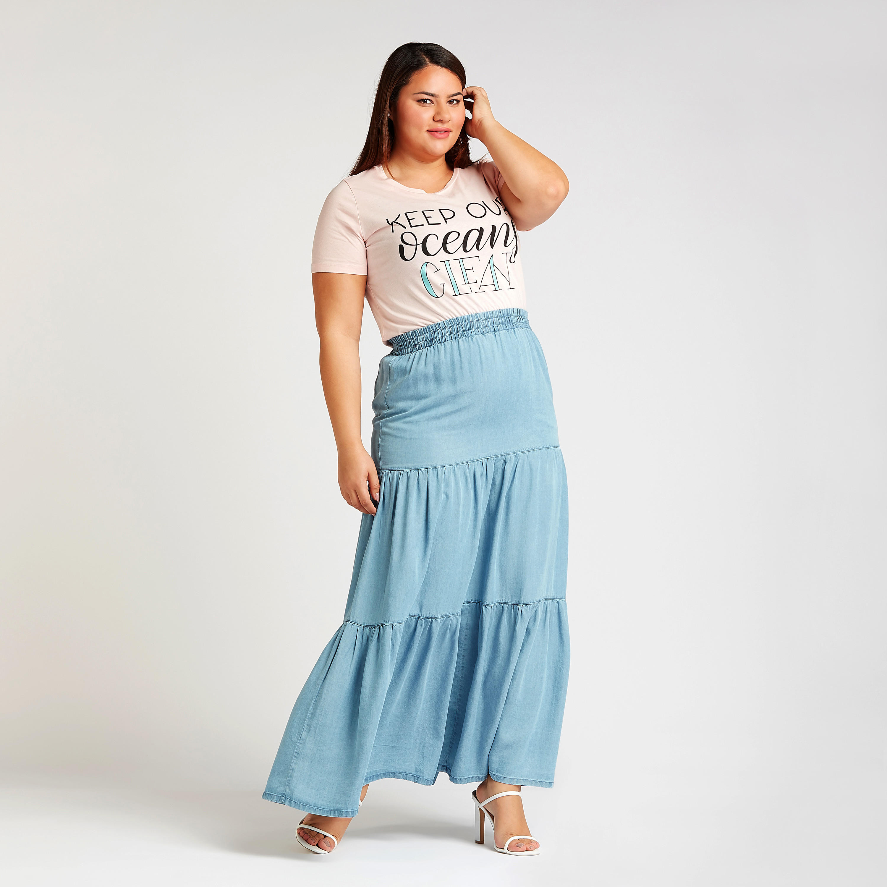 Typographic Print T-shirt with Round Neck and Short Sleeves-women-clothing-tshirts-image-2