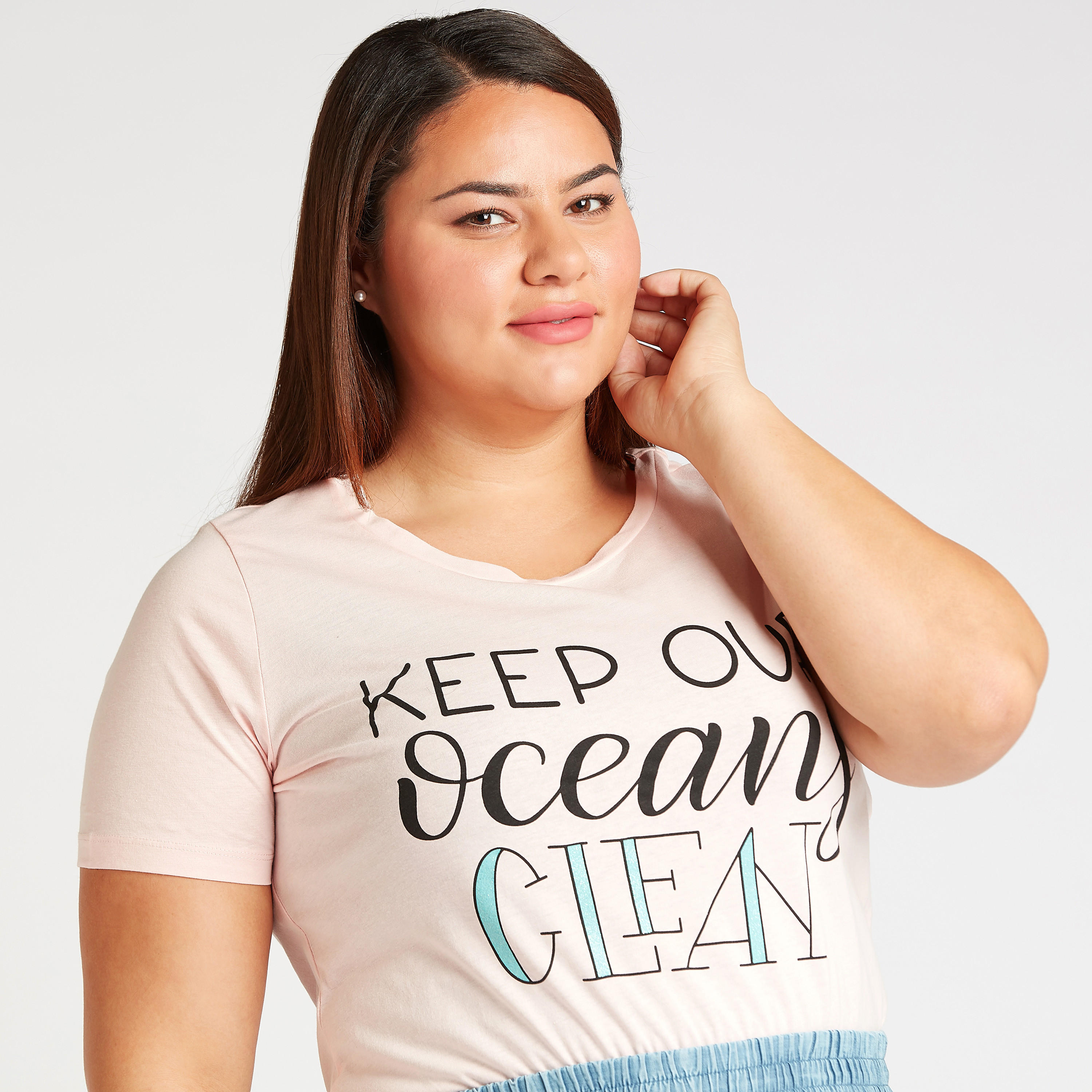 Typographic Print T-shirt with Round Neck and Short Sleeves-women-clothing-tshirts-image-3