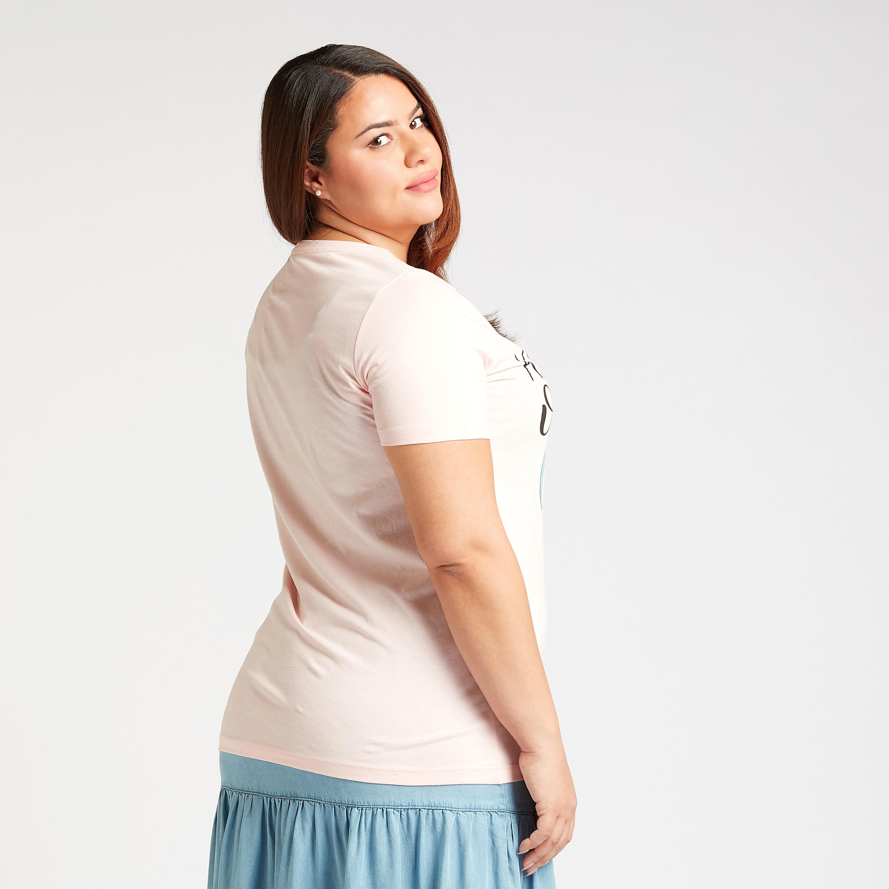 Typographic Print T-shirt with Round Neck and Short Sleeves-women-clothing-tshirts-image-4