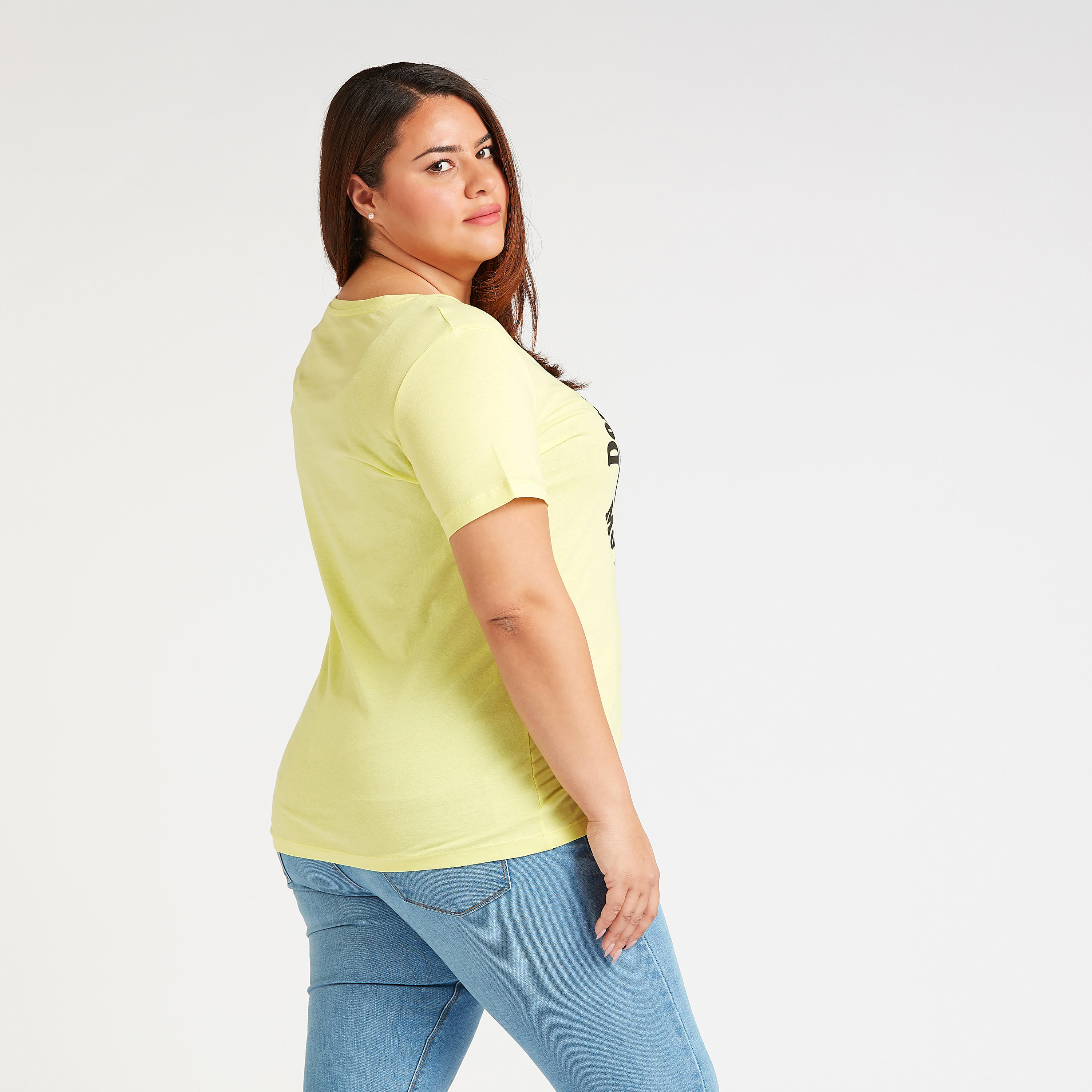 Typographic Print T-shirt with Round Neck and Short Sleeves-women-clothing-tshirts-image-4