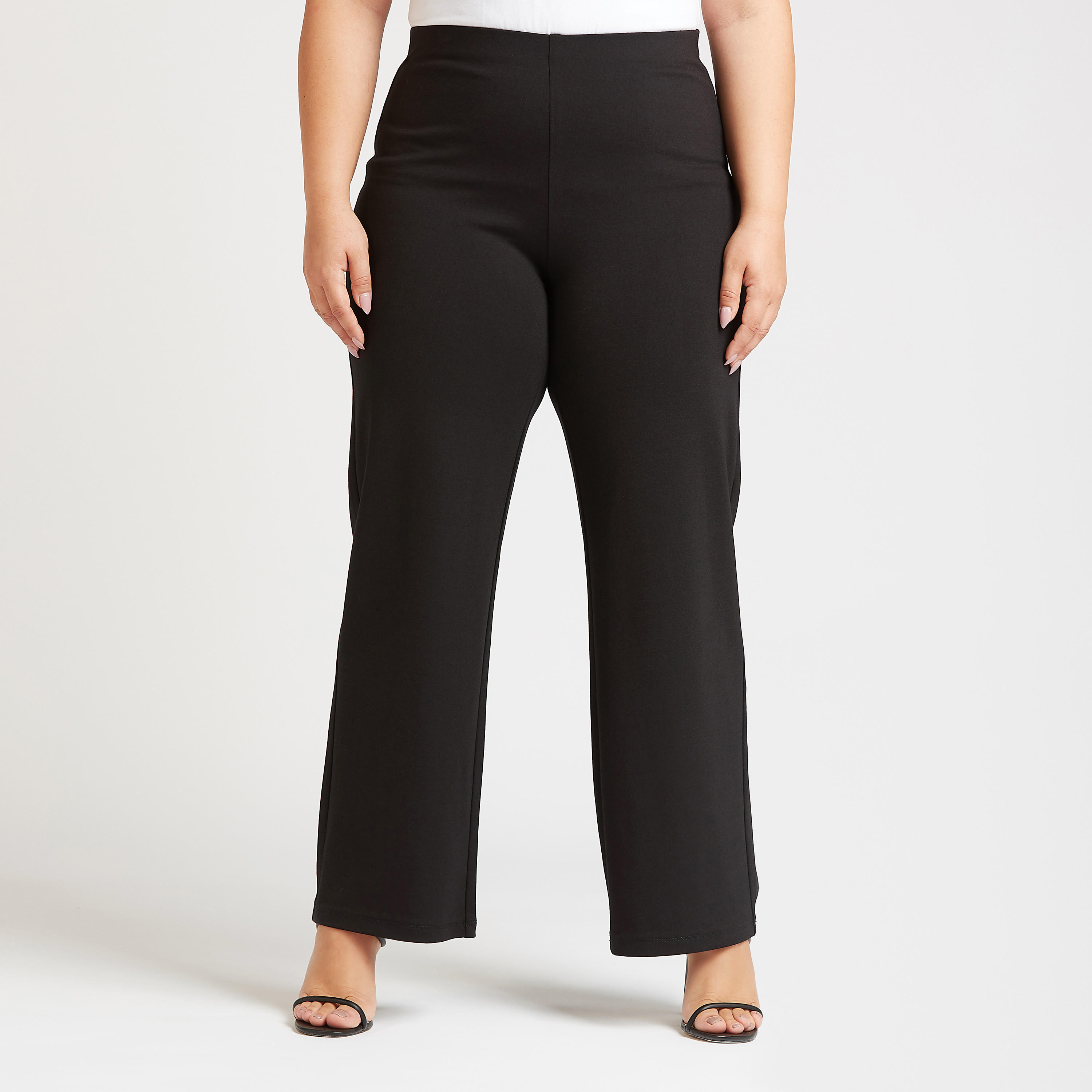 بنطلون سادة بخصر مطّاطي متوسّط الارتفاع-women-clothing-bottoms-trousers-image-4