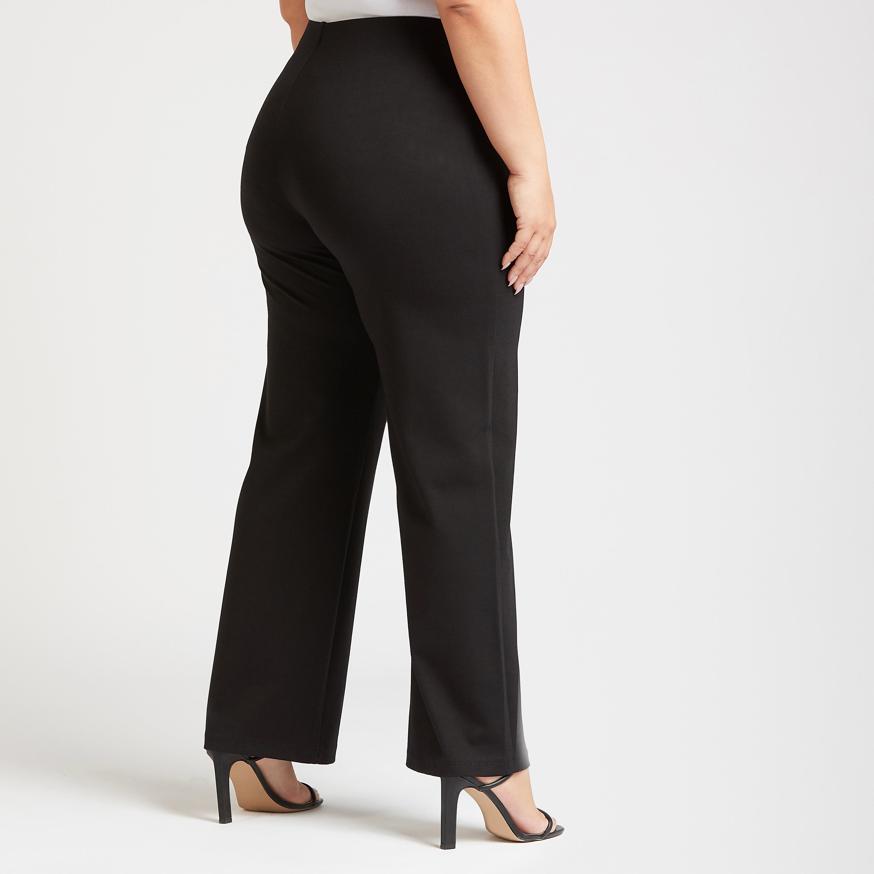 بنطلون سادة بخصر مطّاطي متوسّط الارتفاع-women-clothing-bottoms-trousers-image-1