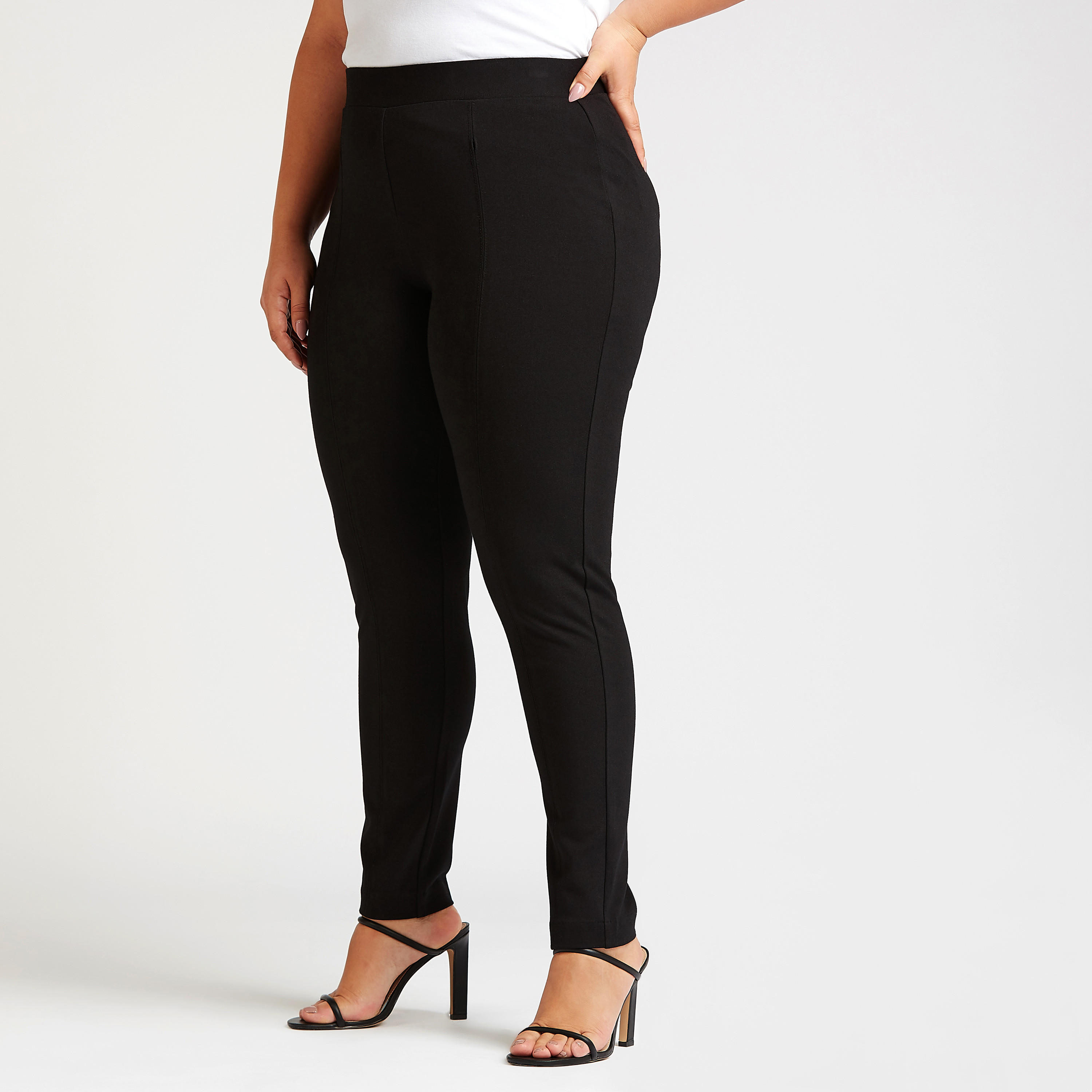 بنطلون ليقنز طويل سادة بخصر مطّاطي-women-clothing-bottoms-leggings-image-5
