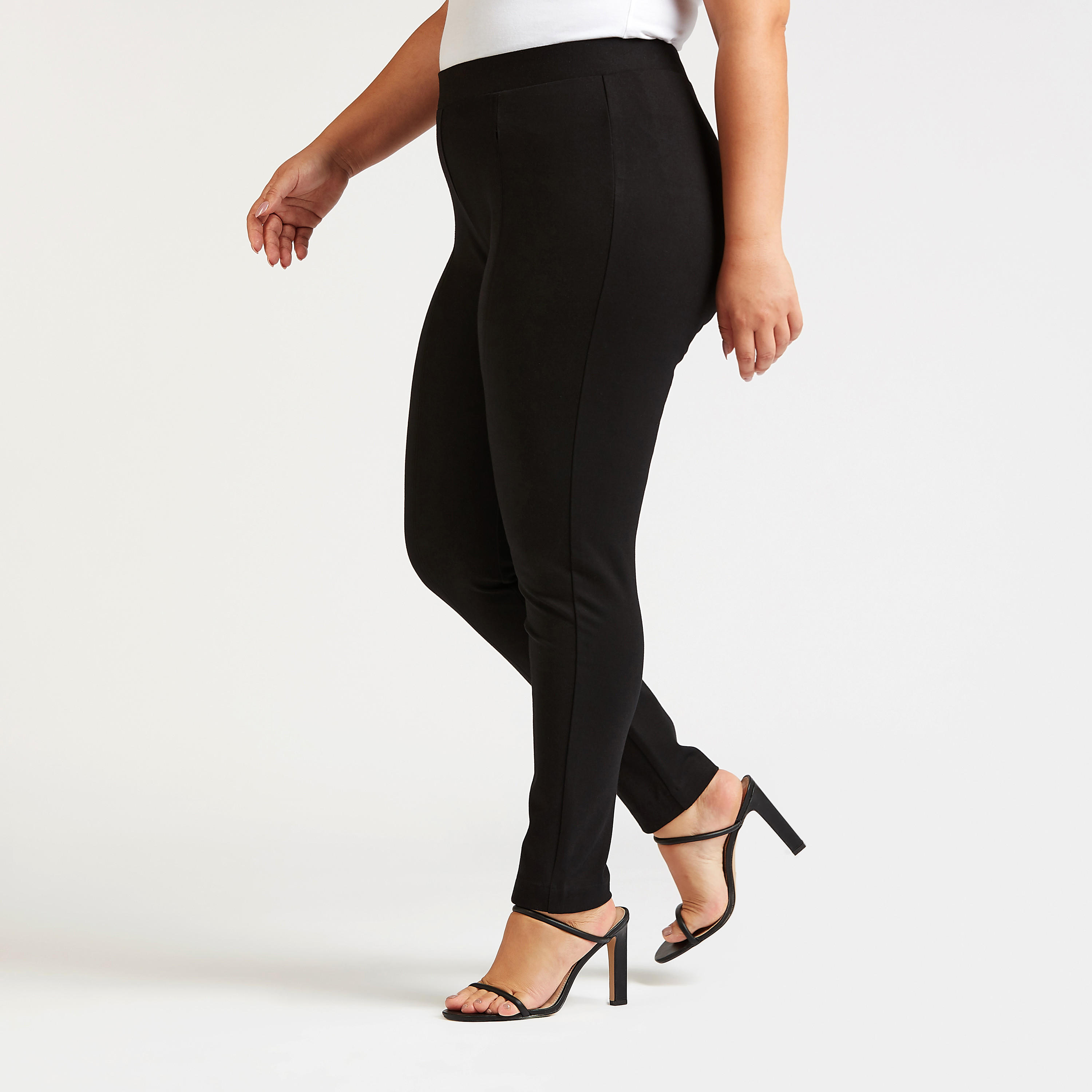 بنطلون ليقنز طويل سادة بخصر مطّاطي-women-clothing-bottoms-leggings-image-1