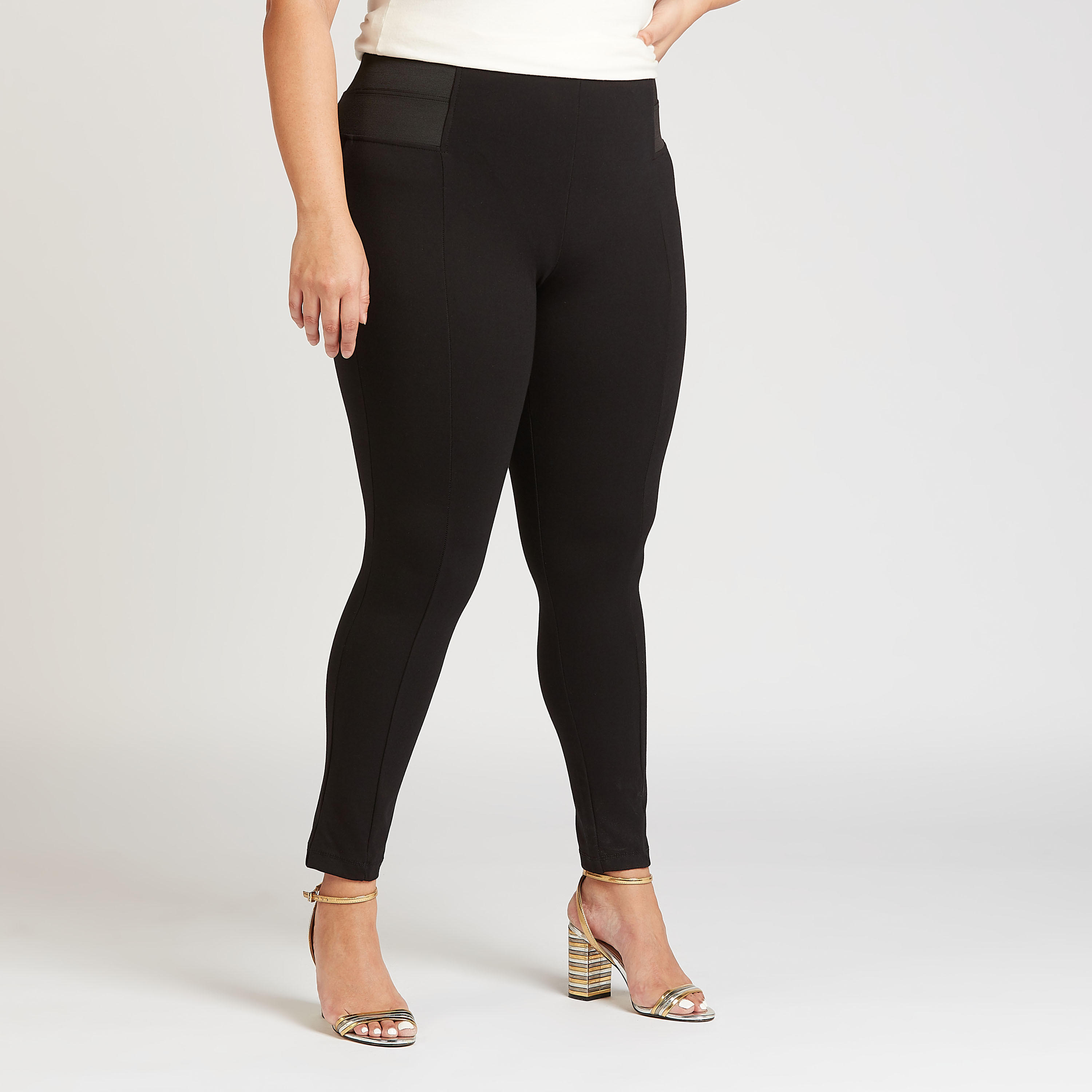 بنطلون ليقنز سادة بطول الكاحل مع خصر مطّاطي-women-clothing-bottoms-leggings-image-1