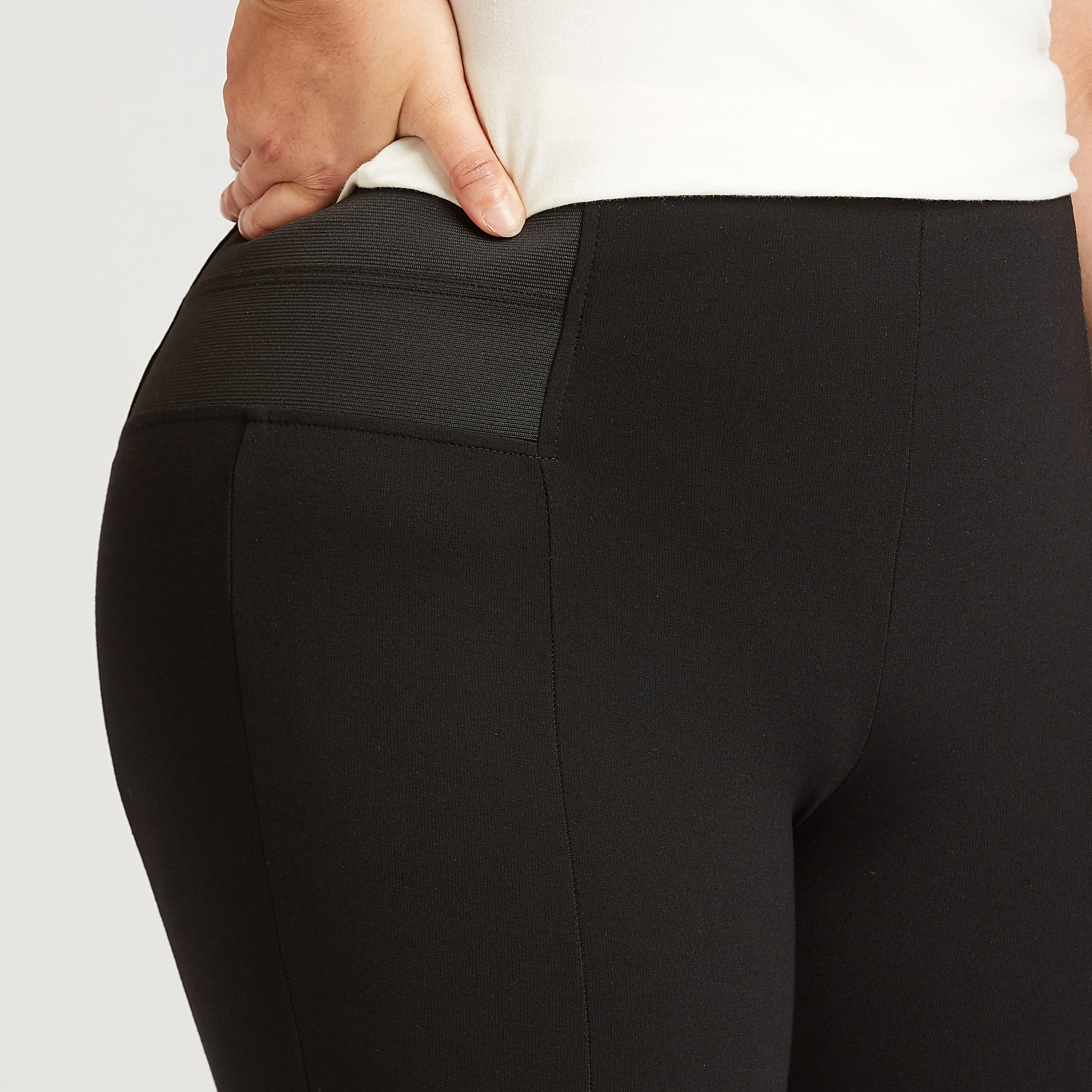 بنطلون ليقنز سادة بطول الكاحل مع خصر مطّاطي-women-clothing-bottoms-leggings-image-3