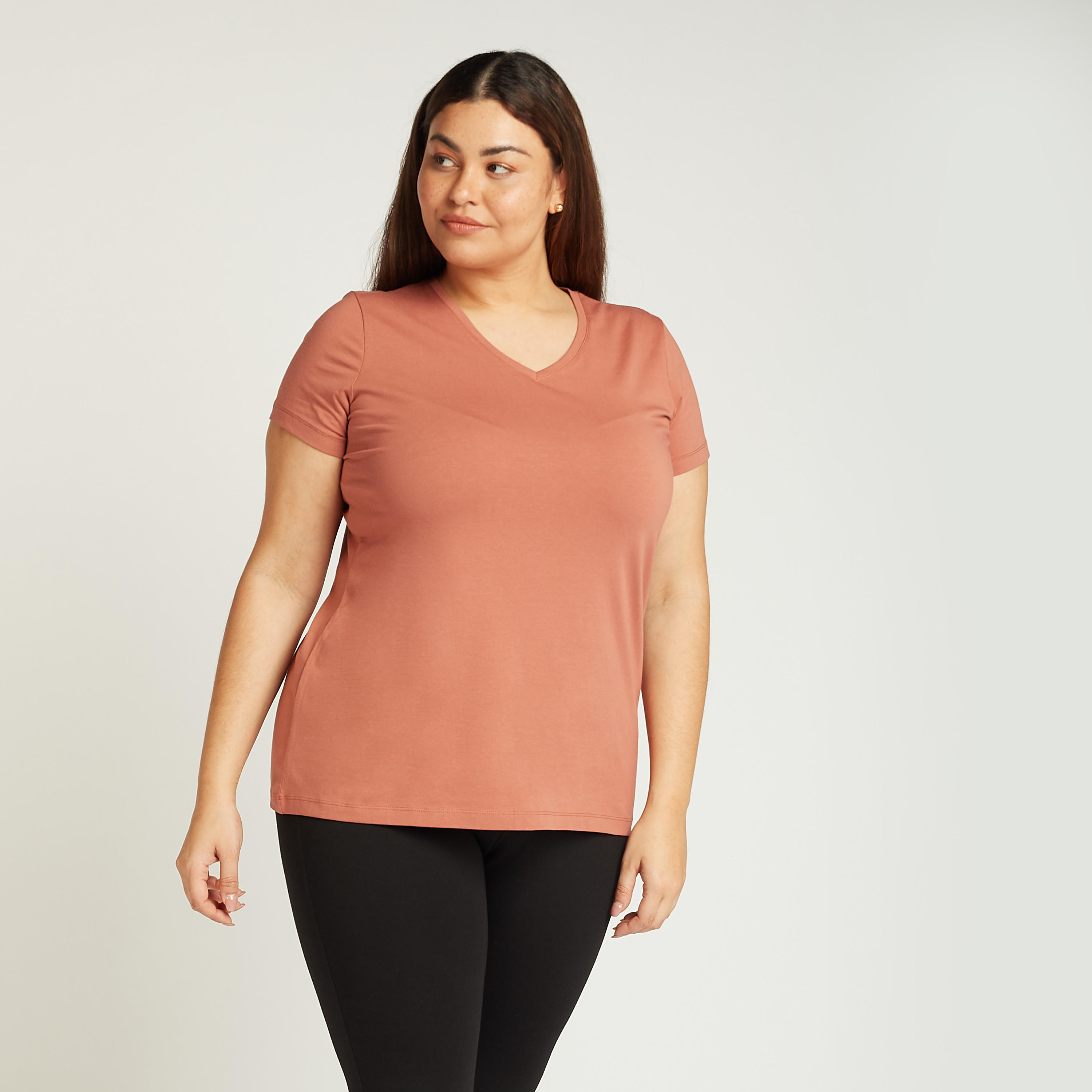 تيشيرت سادة بياقة V وأكمام قصيرة-women-clothing-tshirts-image-5