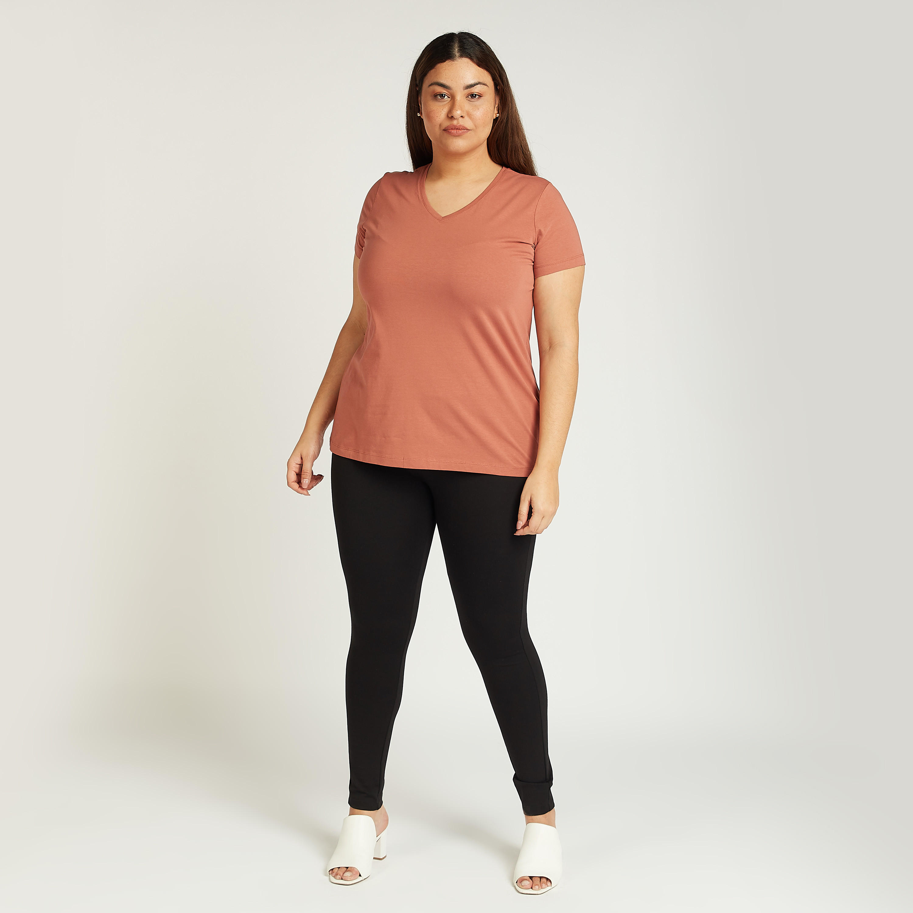تيشيرت سادة بياقة V وأكمام قصيرة-women-clothing-tshirts-image-4