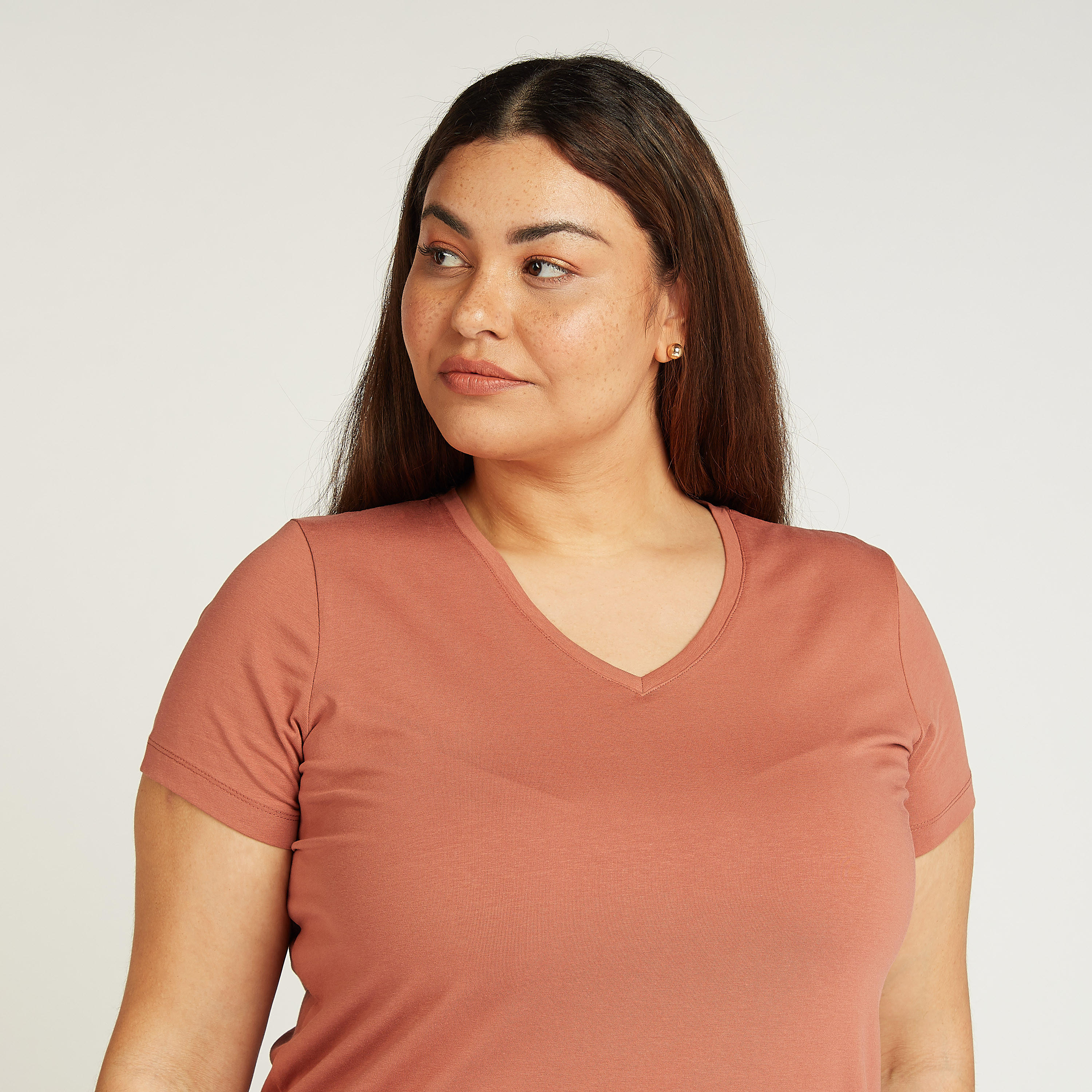 تيشيرت سادة بياقة V وأكمام قصيرة-women-clothing-tshirts-image-3
