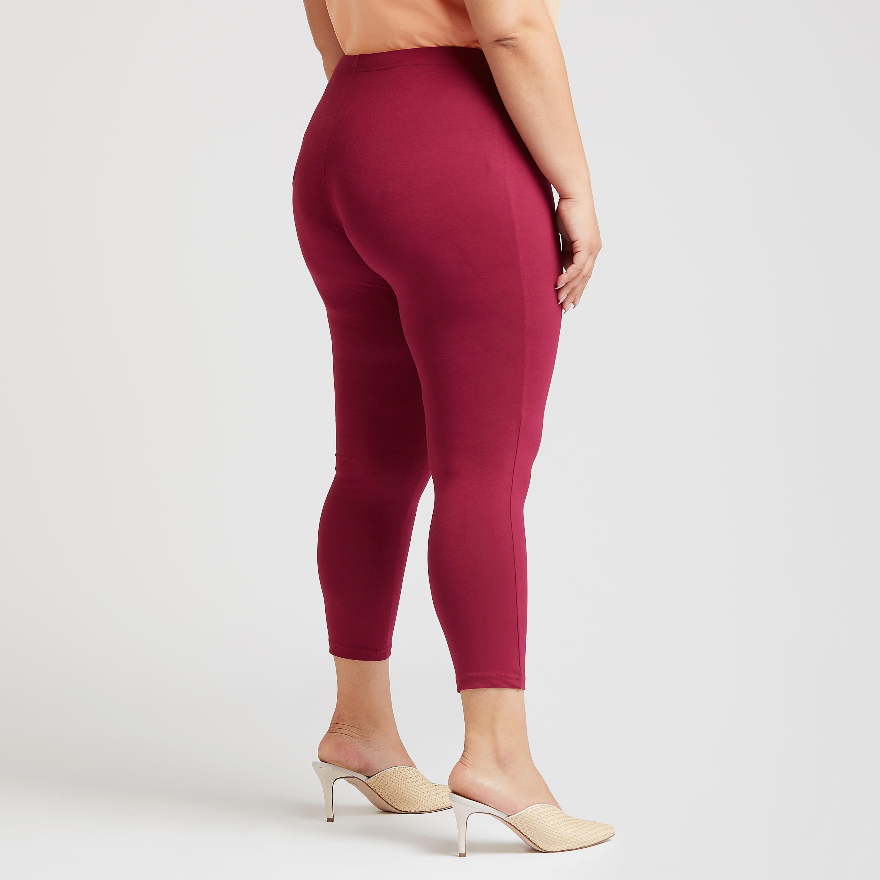 بنطلون ليقنز سادة 3/4 بخصر متوسط الارتفاع-women-clothing-bottoms-leggings-image-4