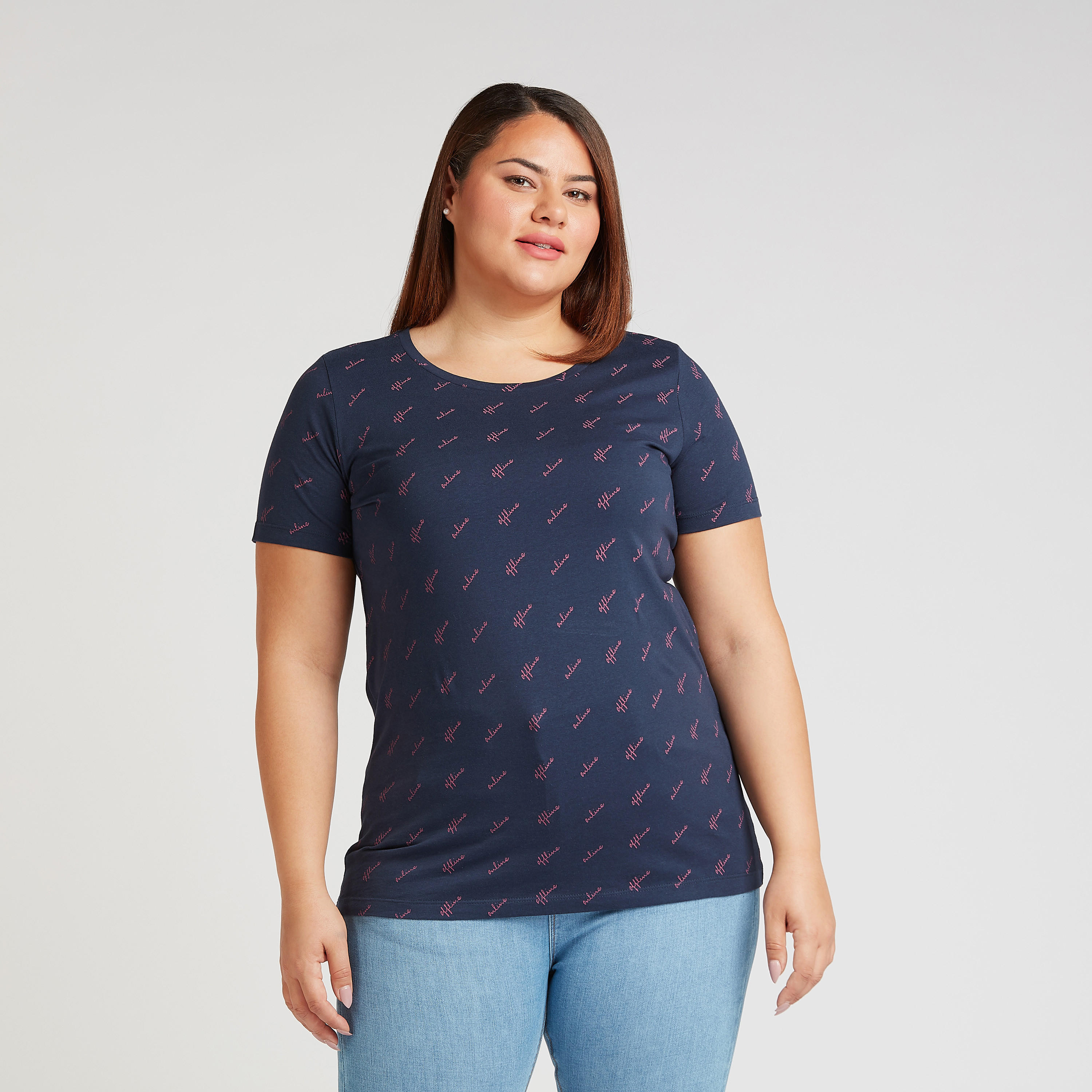 تيشيرت بياقة مستديرة وأكمام قصيرة وطبعات جرافيك-women-clothing-tshirts-image-1