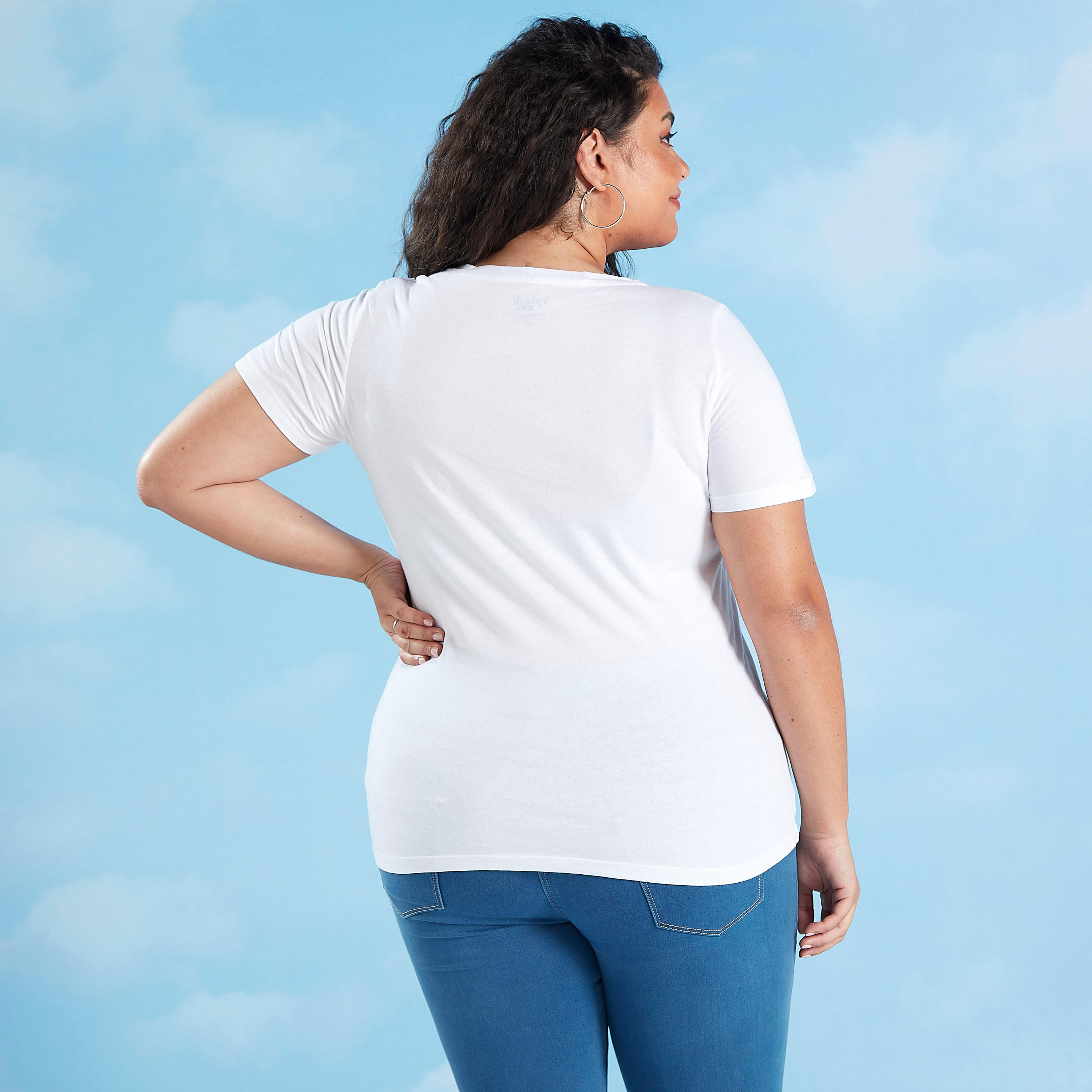 Typographic Print T-shirt with Round Neck and Short Sleeves-women-clothing-tshirts-image-4