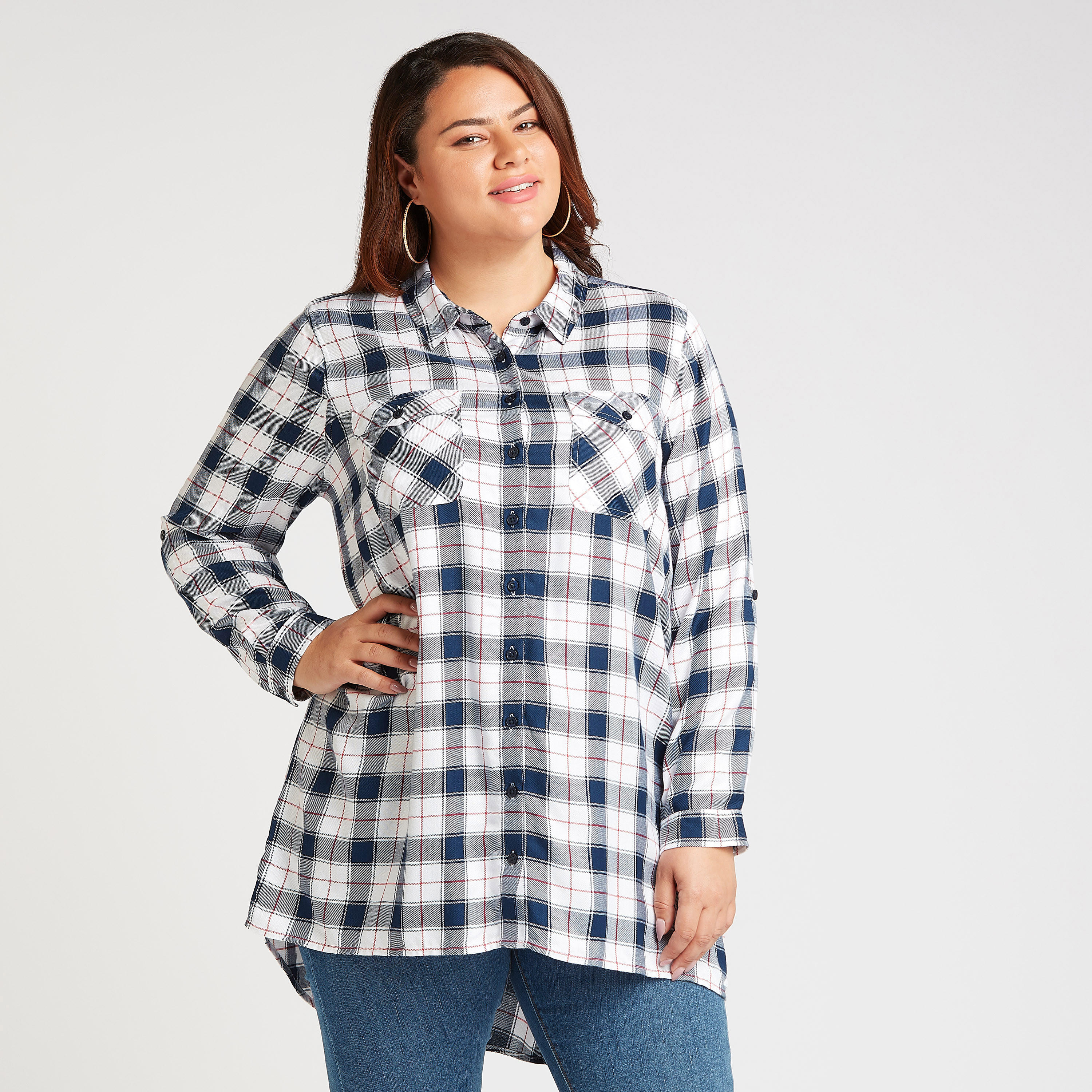 قميص كارهات بأكمام طويلة وجيوب بطيّة-women-clothing-shirtsandblouses-blouses-image-1