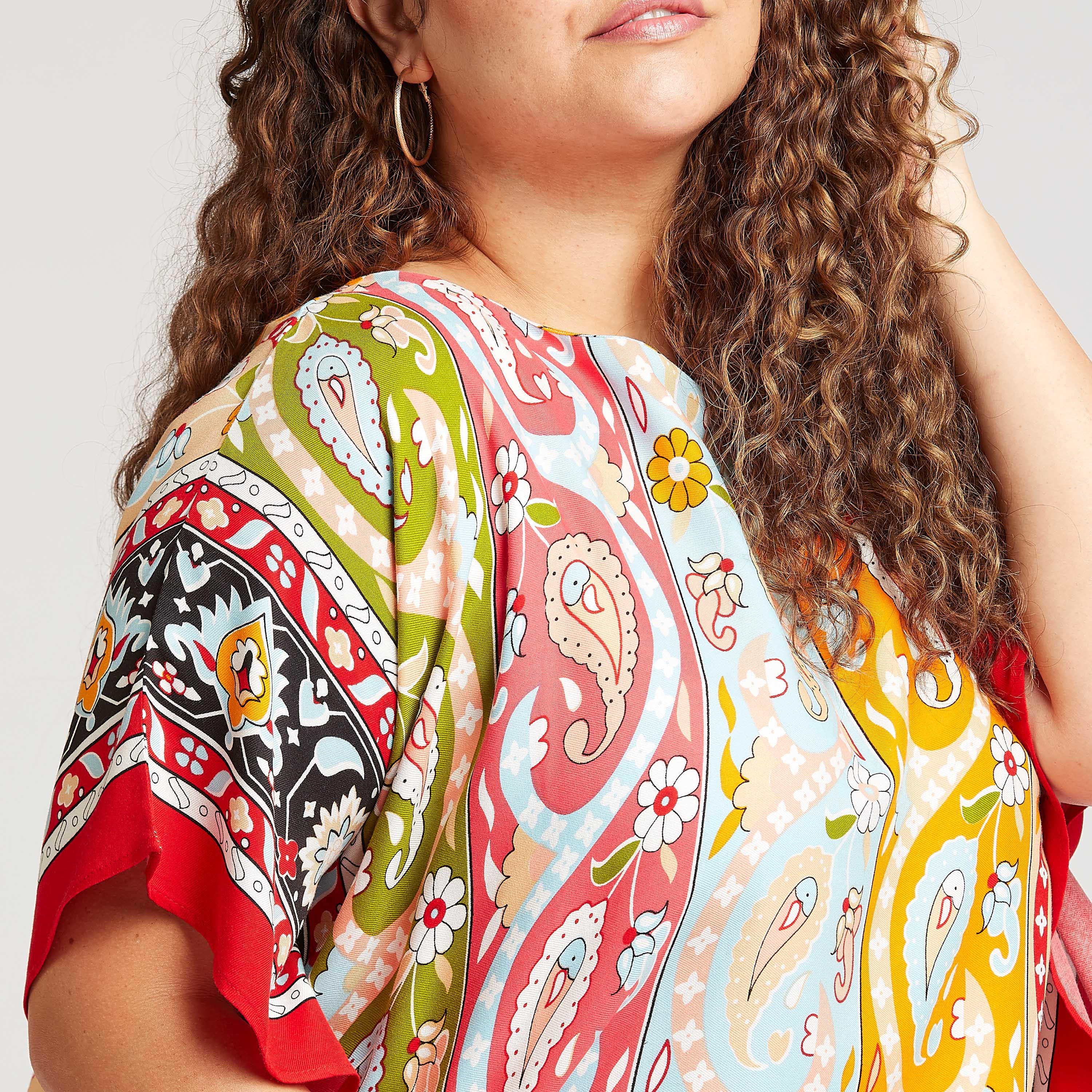 فستان إيه لاين ميدي بياقة مستديرة وأكمام قصيرة وطبعات-women-clothing-dresses-image-3